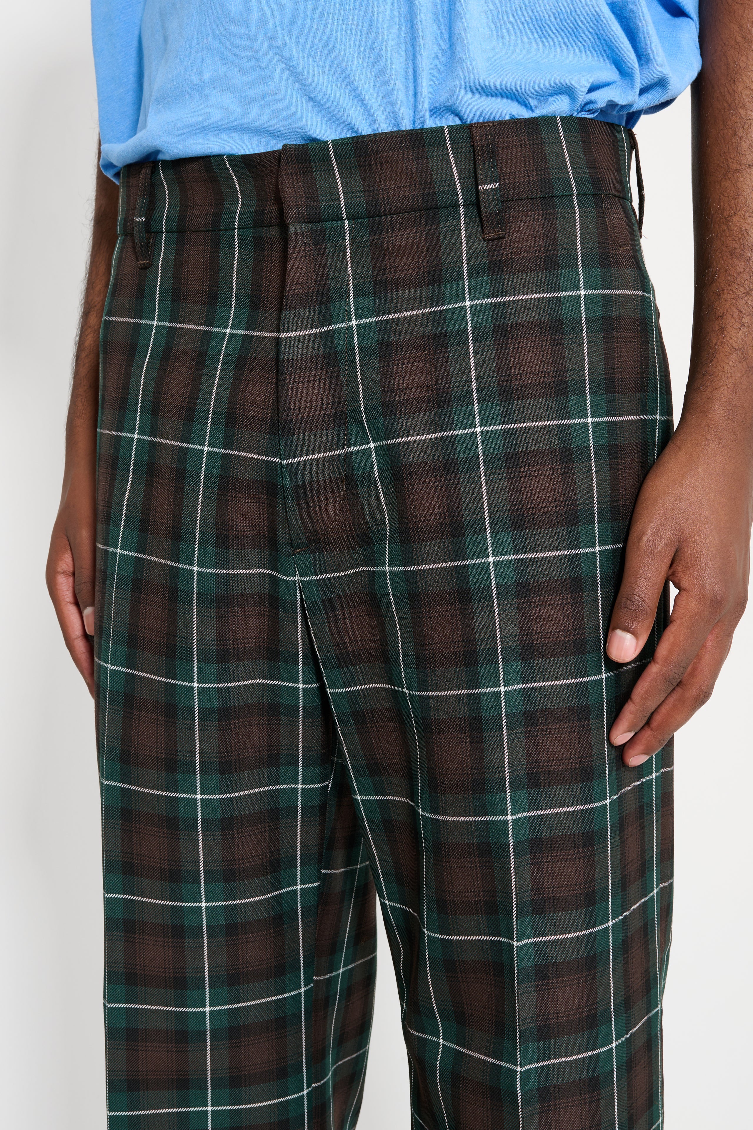Stockholm Surfboard Club Tailored Bootcut Trousers Green Check