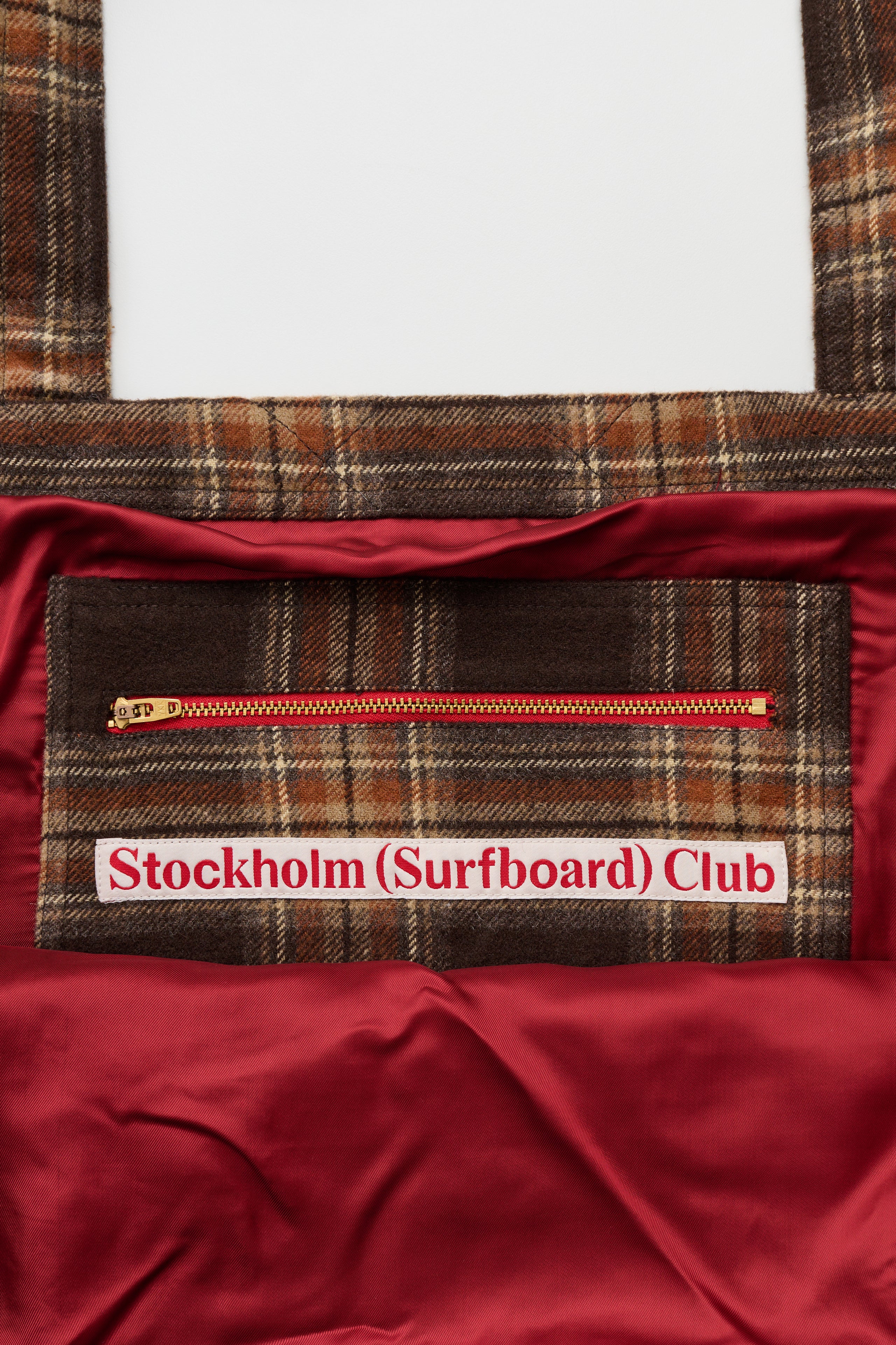 Stockholm Surfboard Club Weekend Tote Brown Check