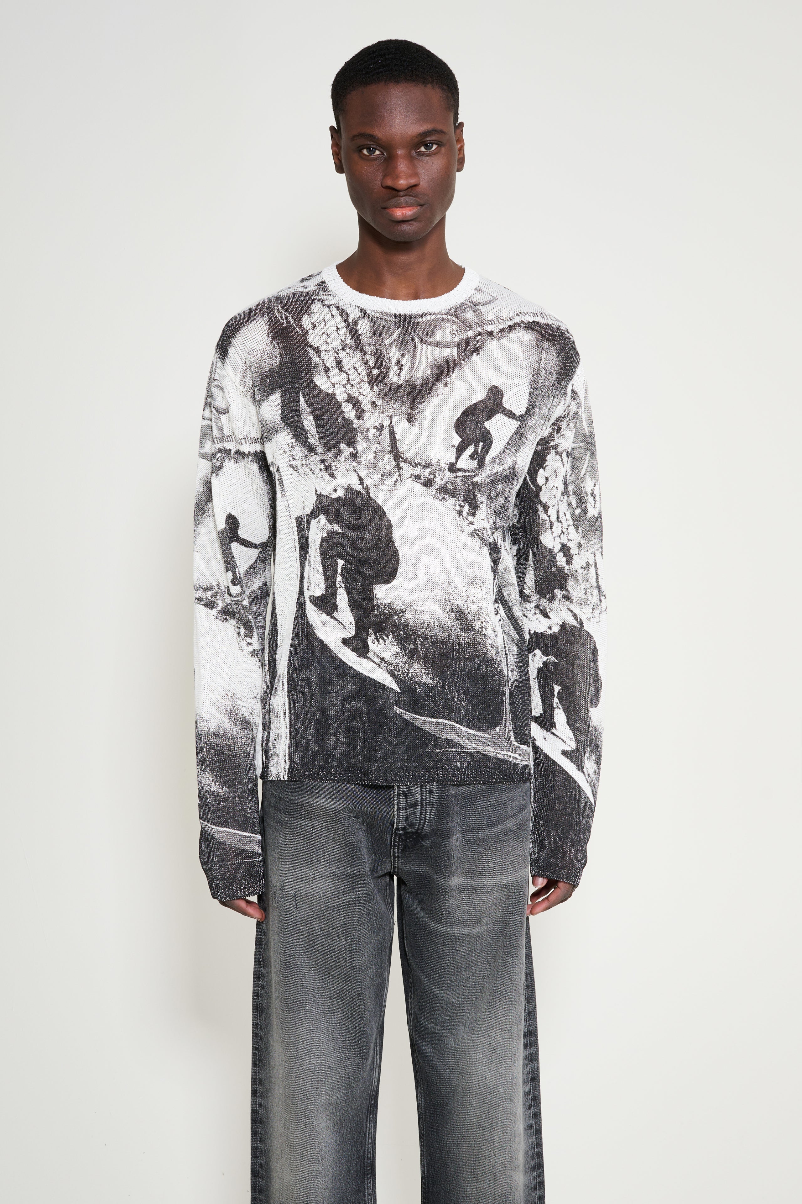 Stockholm Surfboard Club Printed Knitted Sweater Collage Print