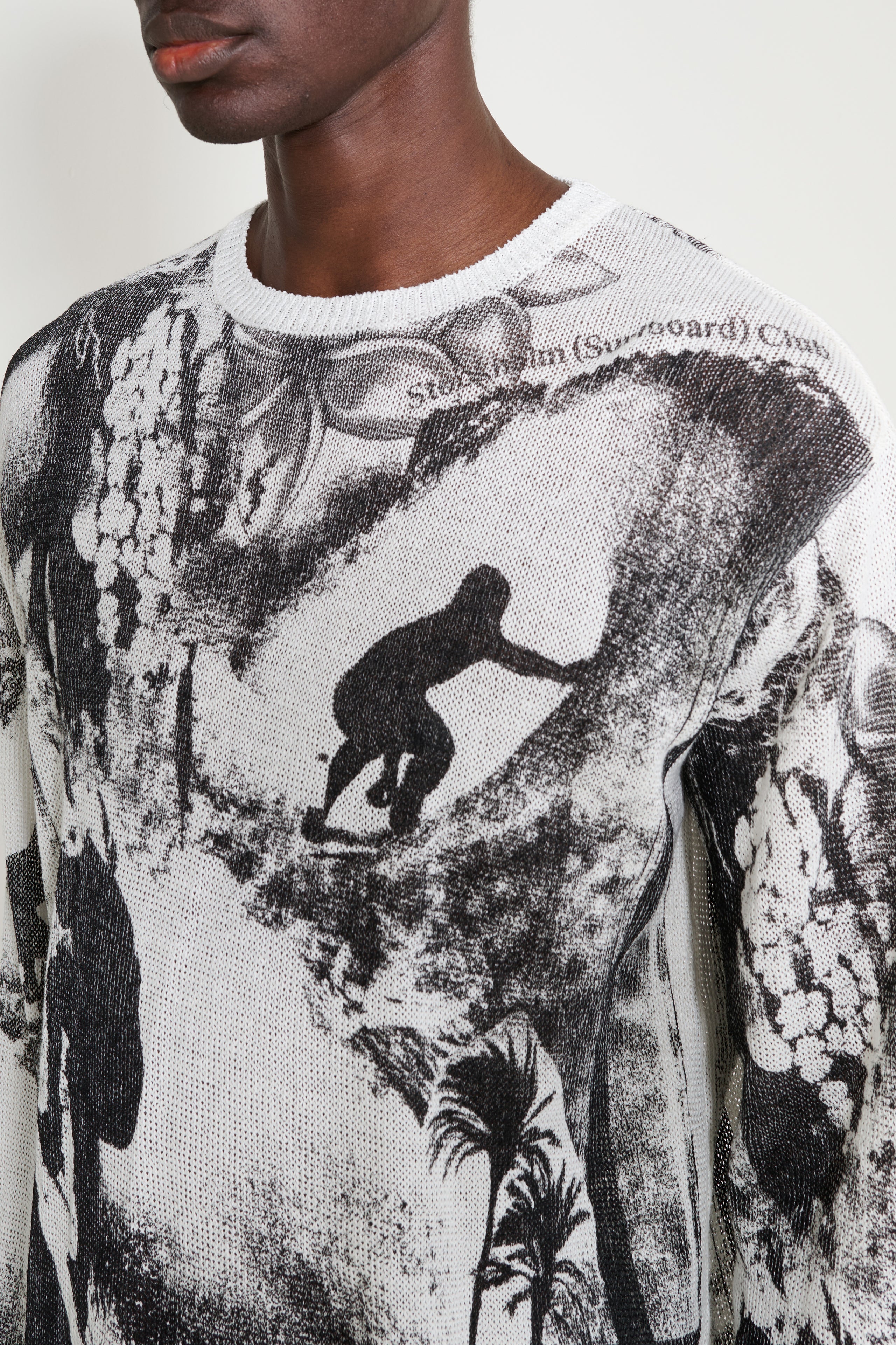 Stockholm Surfboard Club Printed Knitted Sweater Collage Print