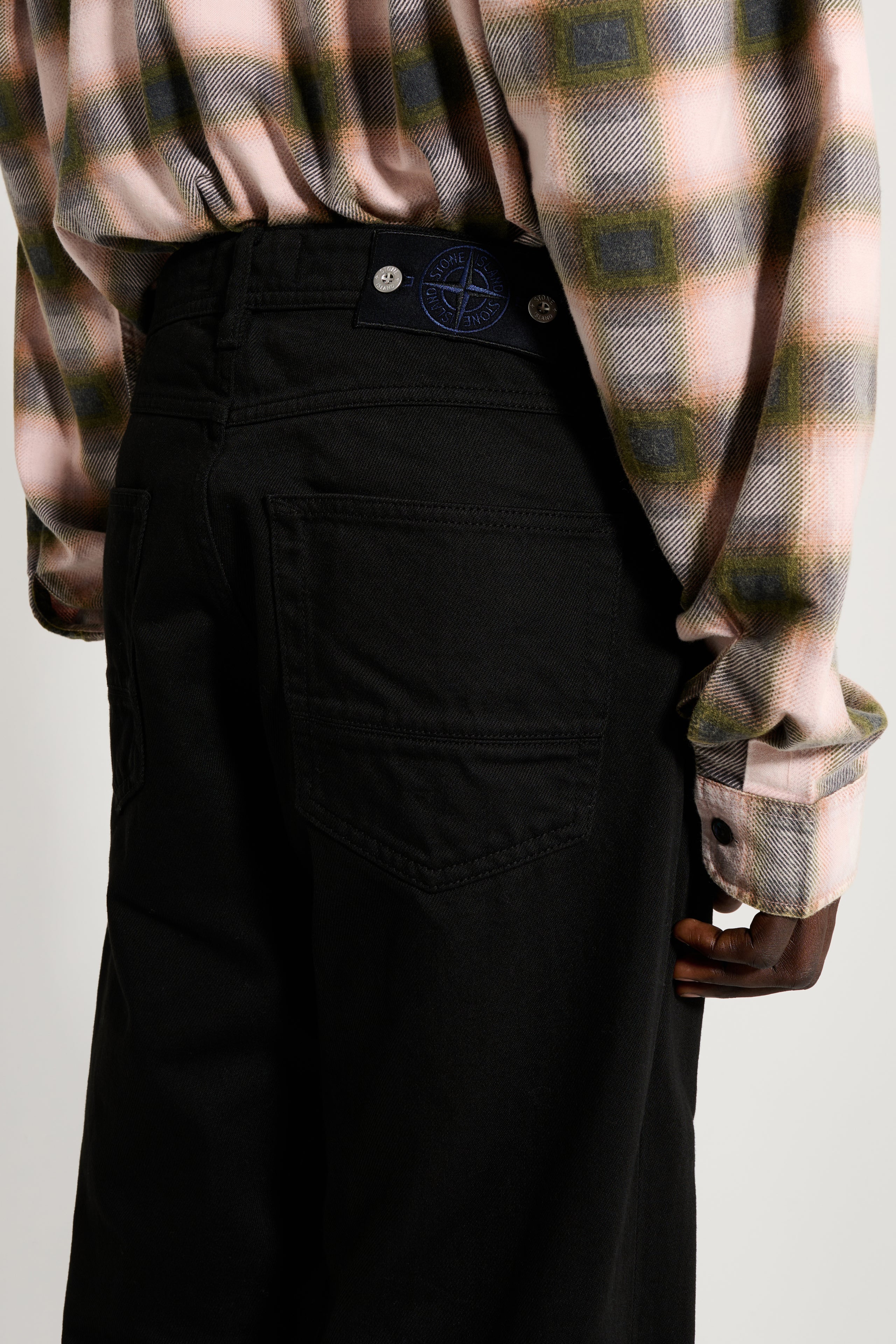 Stone Island Denim Research Straight Leg Jeans Bull Denim-TC Black