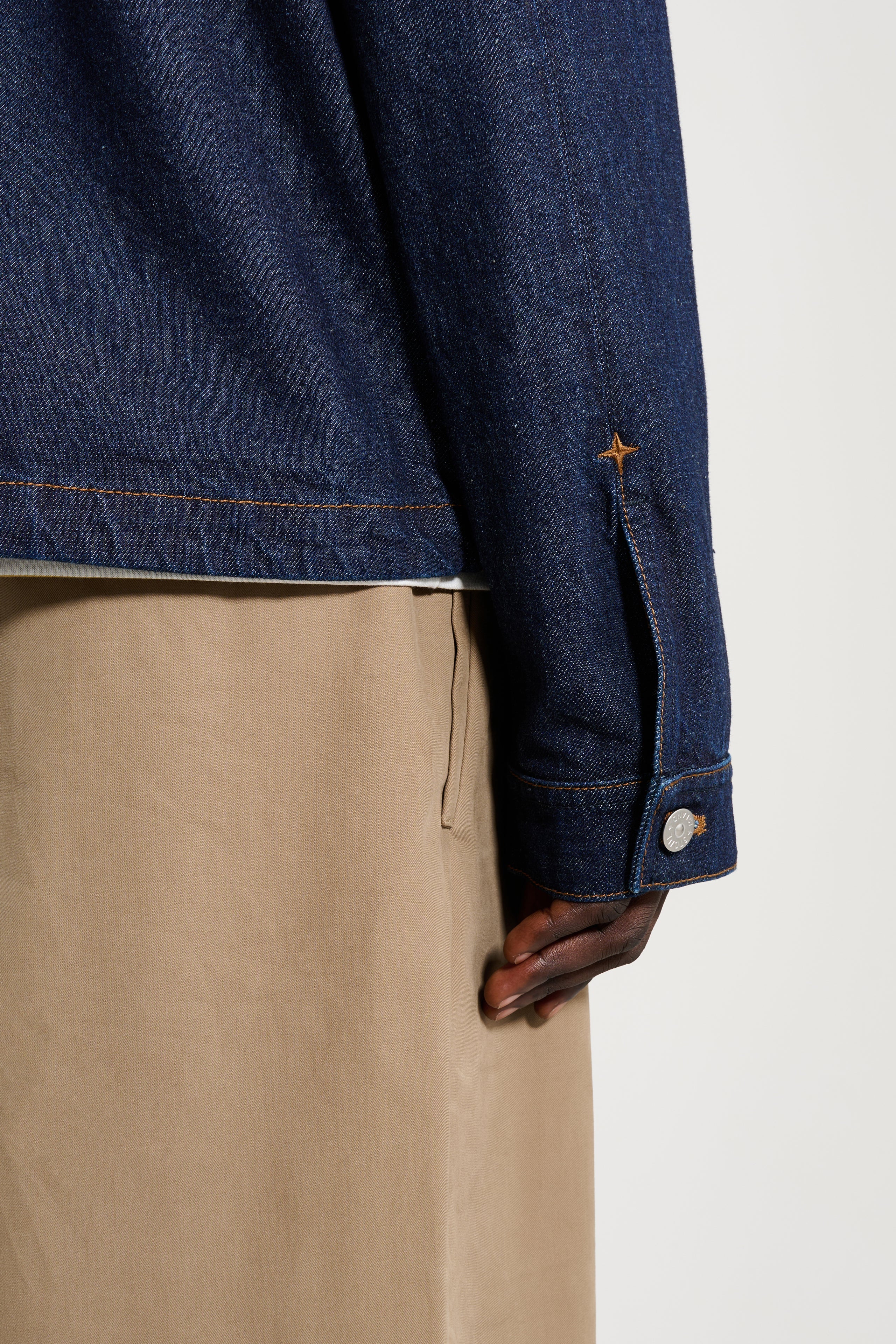 Stone Island Denim Research Buttoned Chore Jacket Indigo