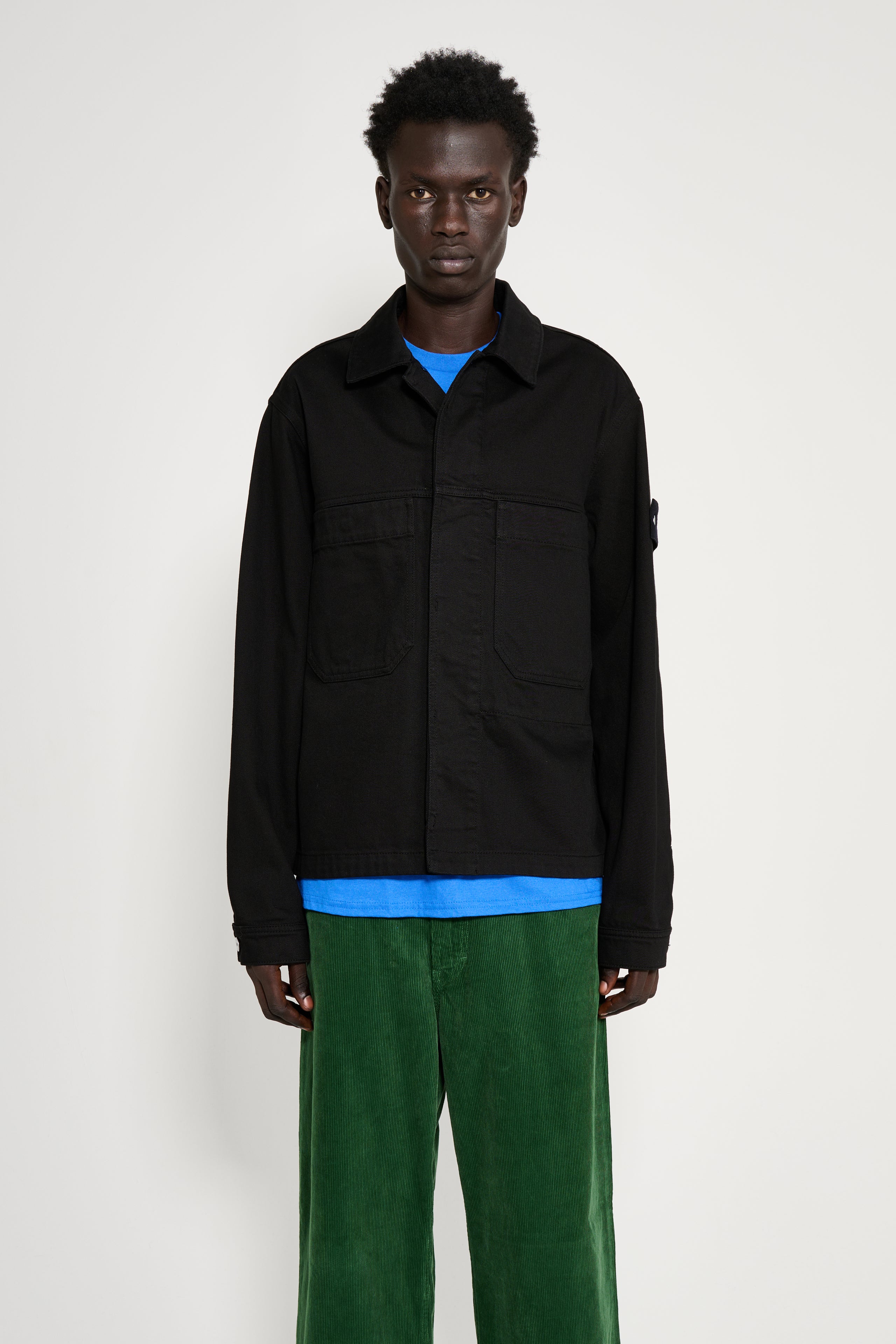 Stone Island Denim Research Buttoned Chore Jacket Bull Denim-TC Black