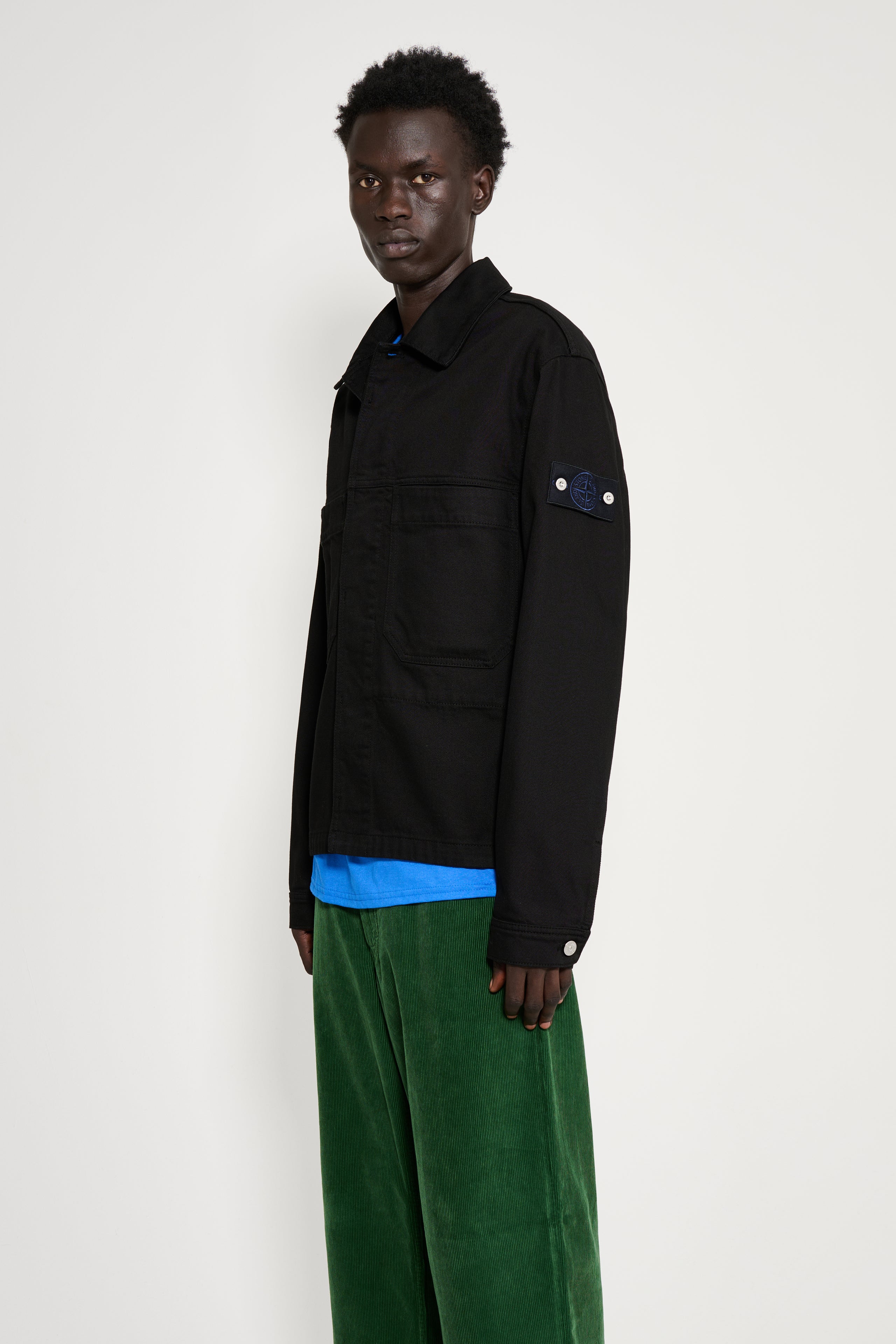 Stone Island Denim Research Buttoned Chore Jacket Bull Denim-TC Black