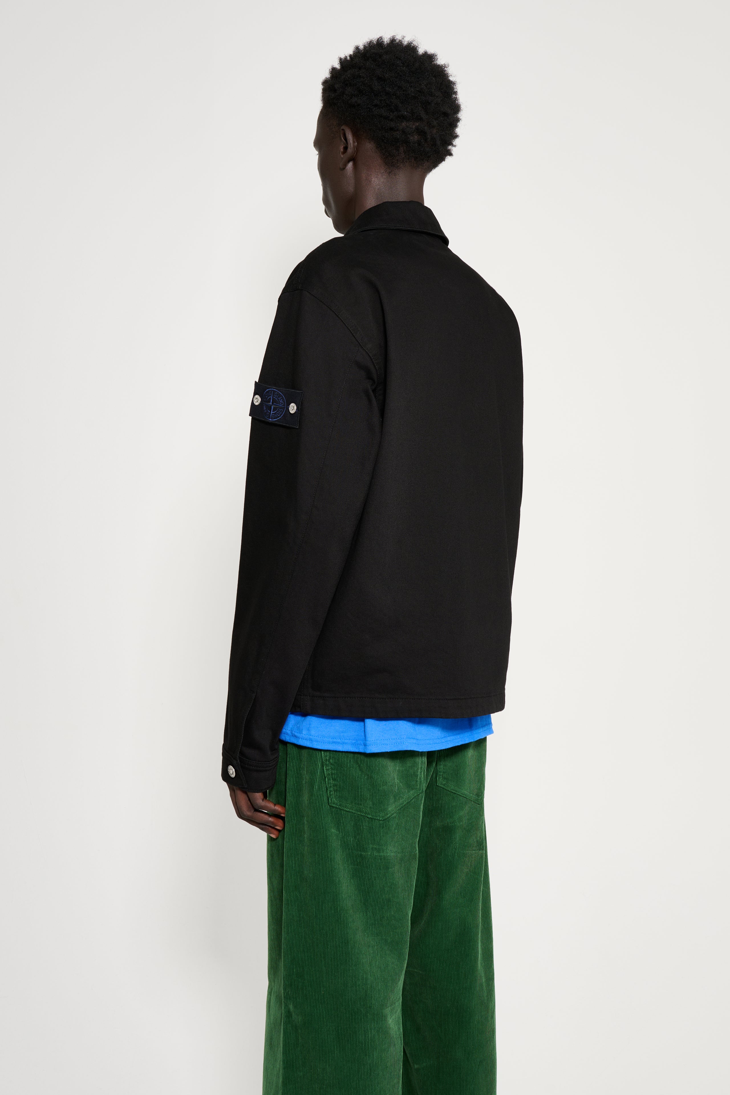 Stone Island Denim Research Buttoned Chore Jacket Bull Denim-TC Black