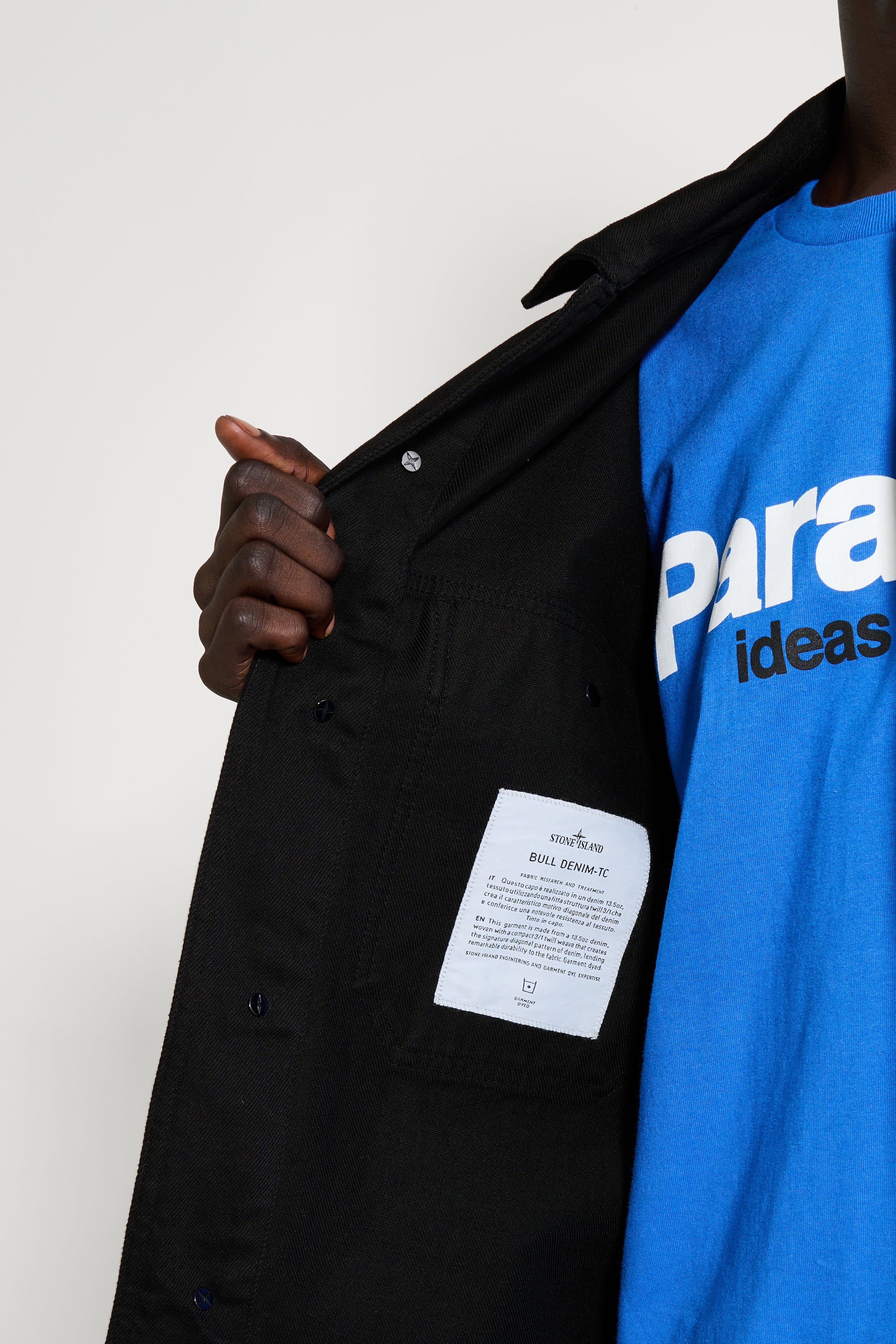 Stone Island Denim Research Buttoned Chore Jacket Bull Denim-TC Black