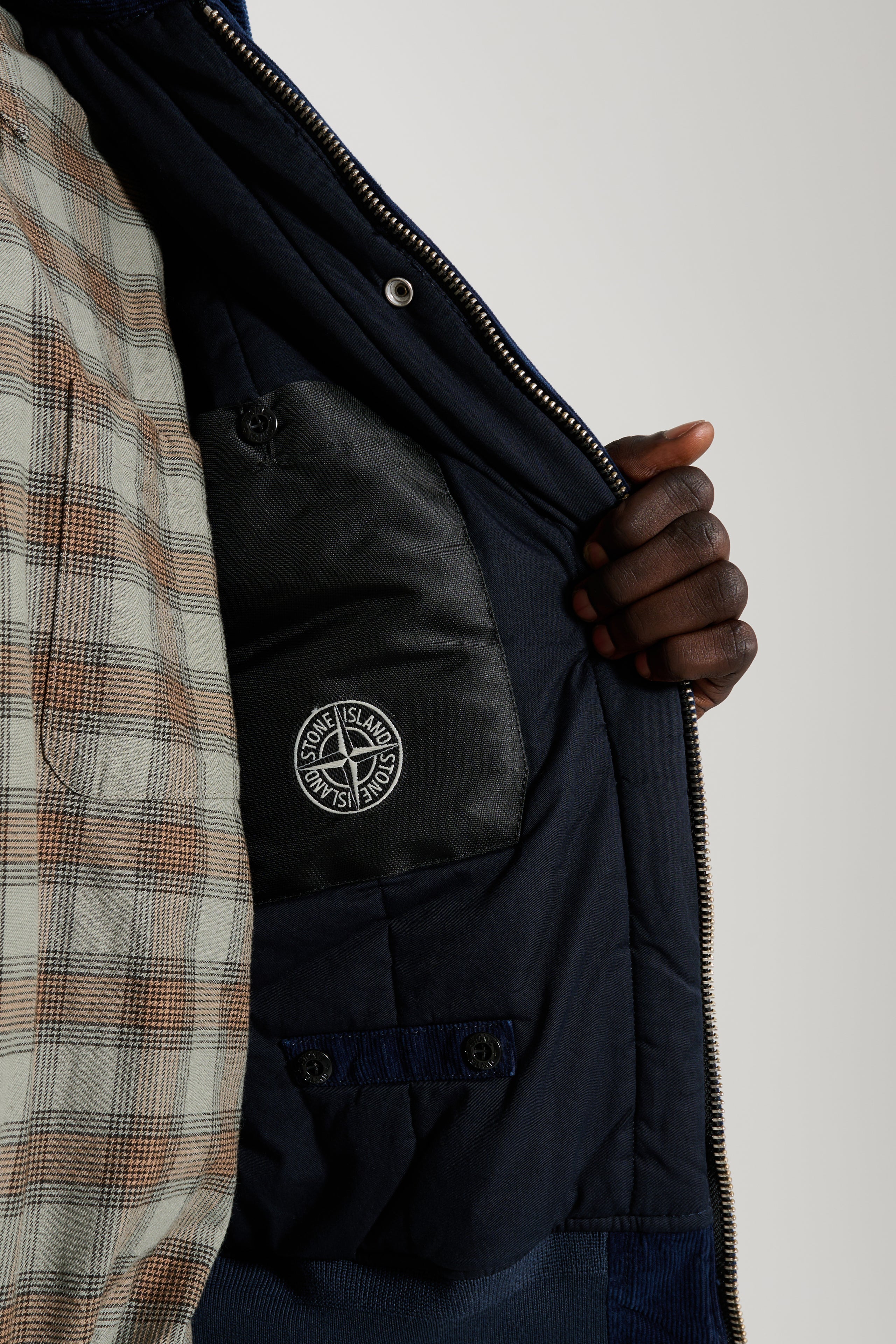 Stone Island Denim Research Corduroy Bomber Jacket Indigo