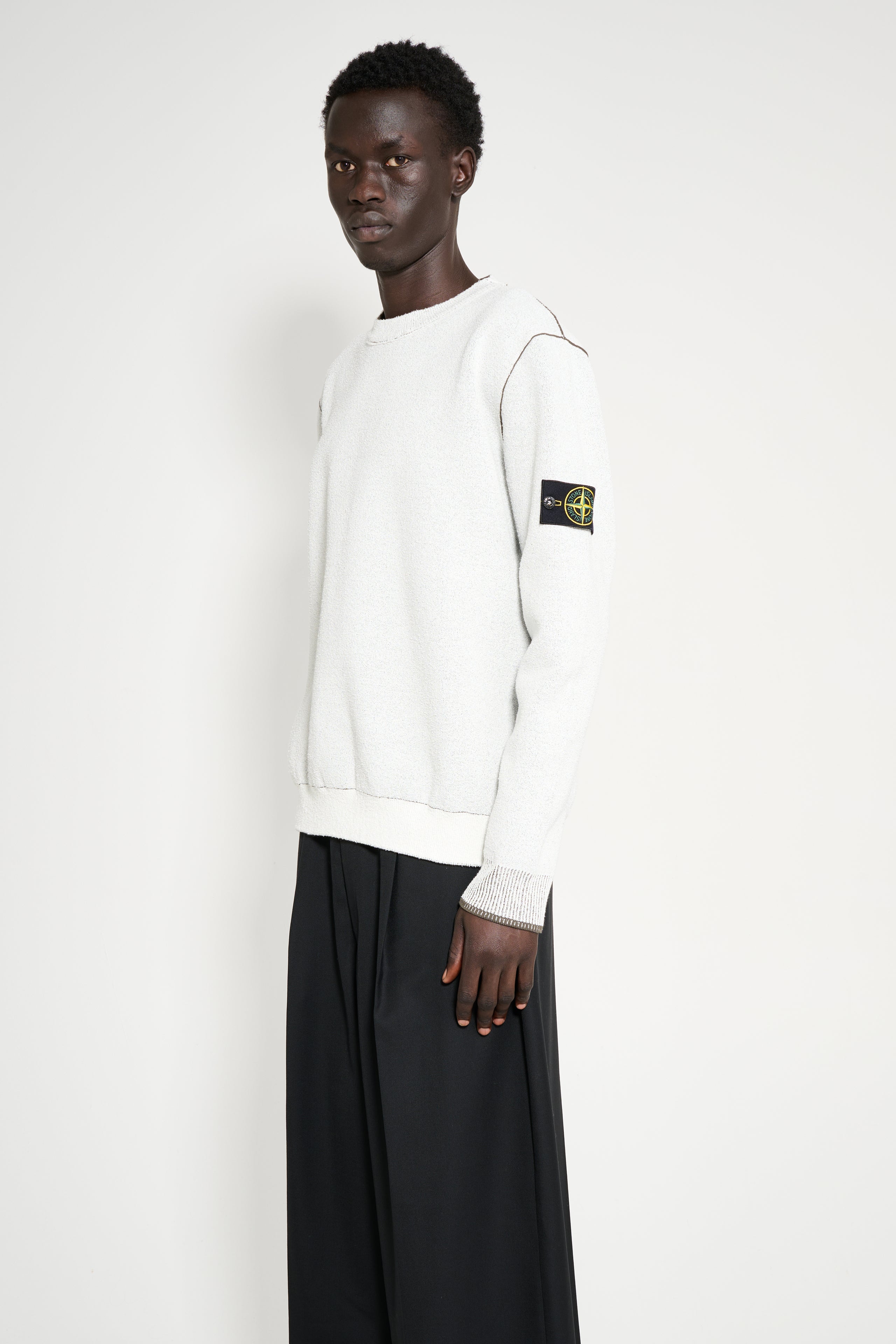 Stone Island Double Face Crew Neck Sweater Ivory