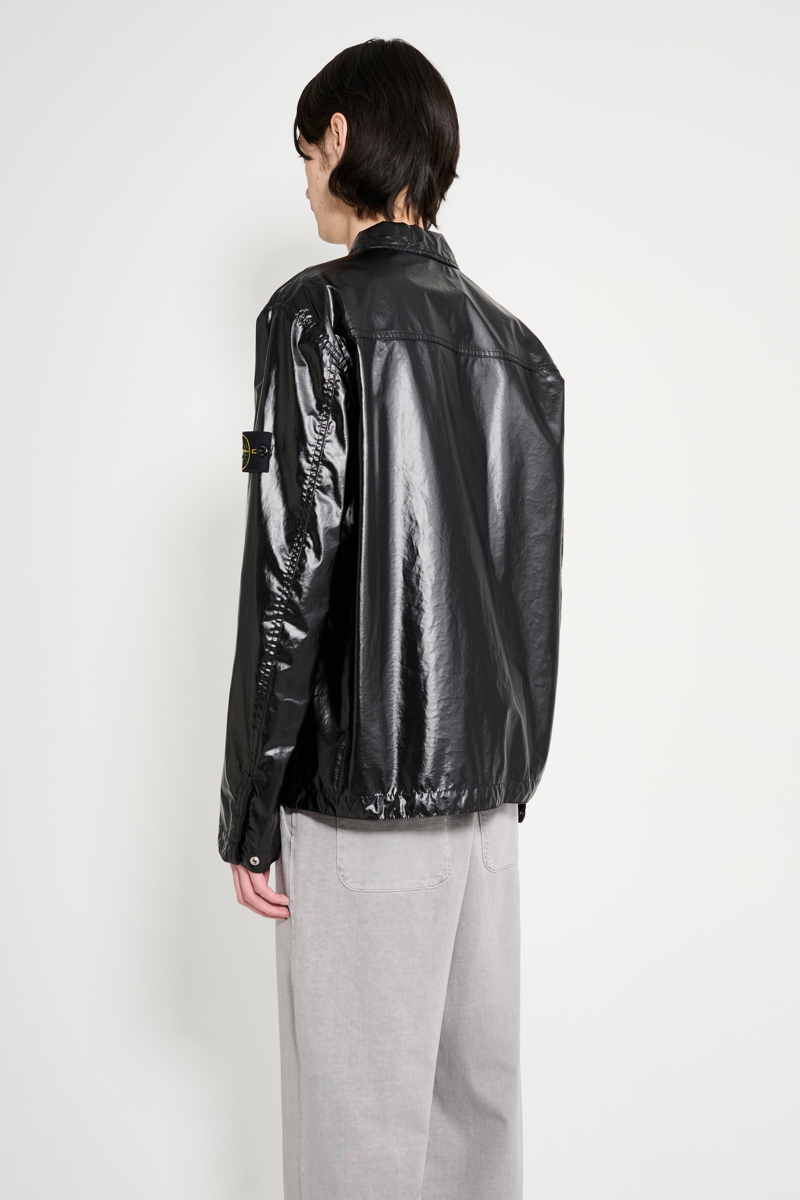 Stone Island Mussola Gommata-TC Nylon Shirt Jacket Black