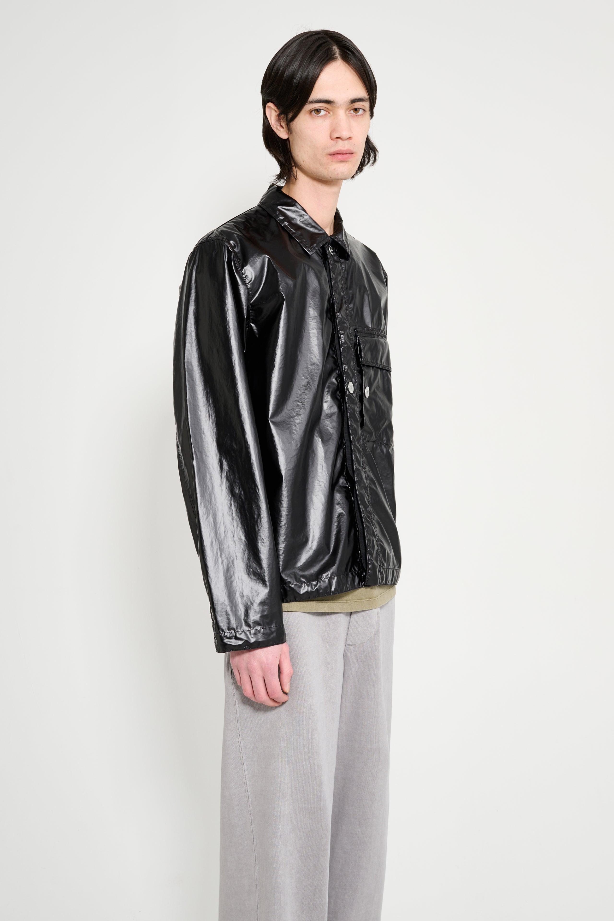 Stone Island Mussola Gommata-TC Nylon Shirt Jacket Black