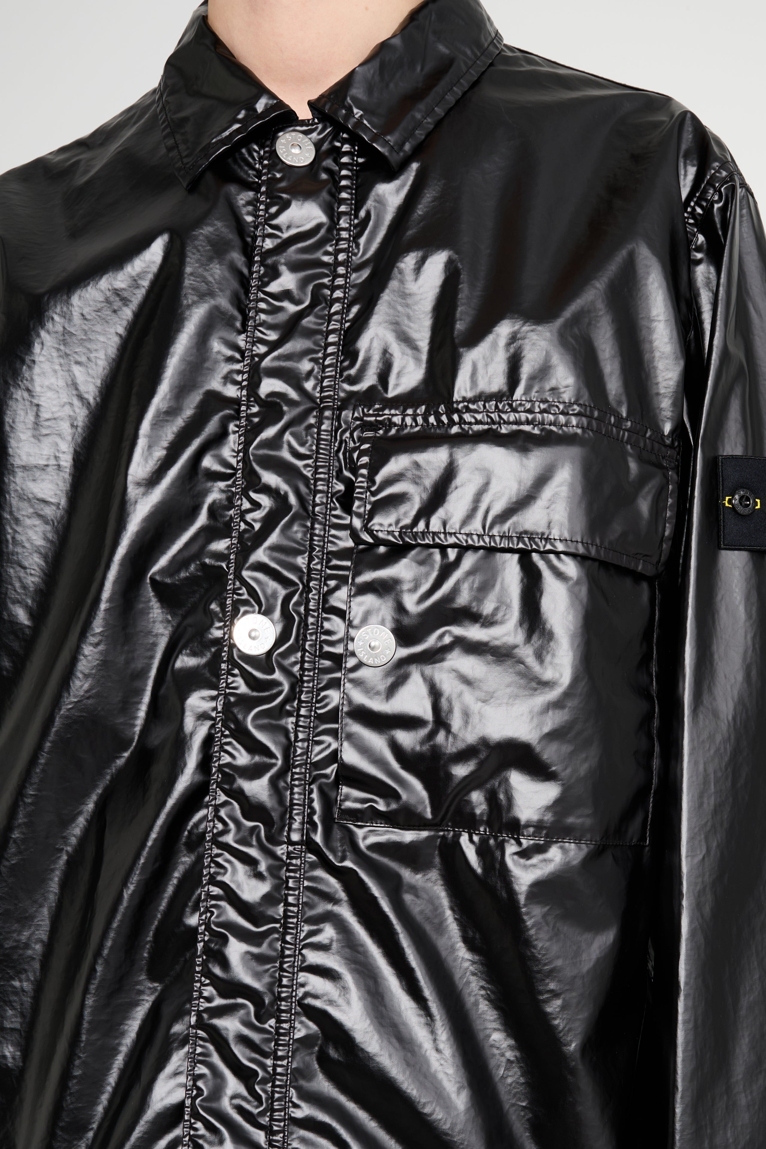 Stone Island Mussola Gommata-TC Nylon Shirt Jacket Black