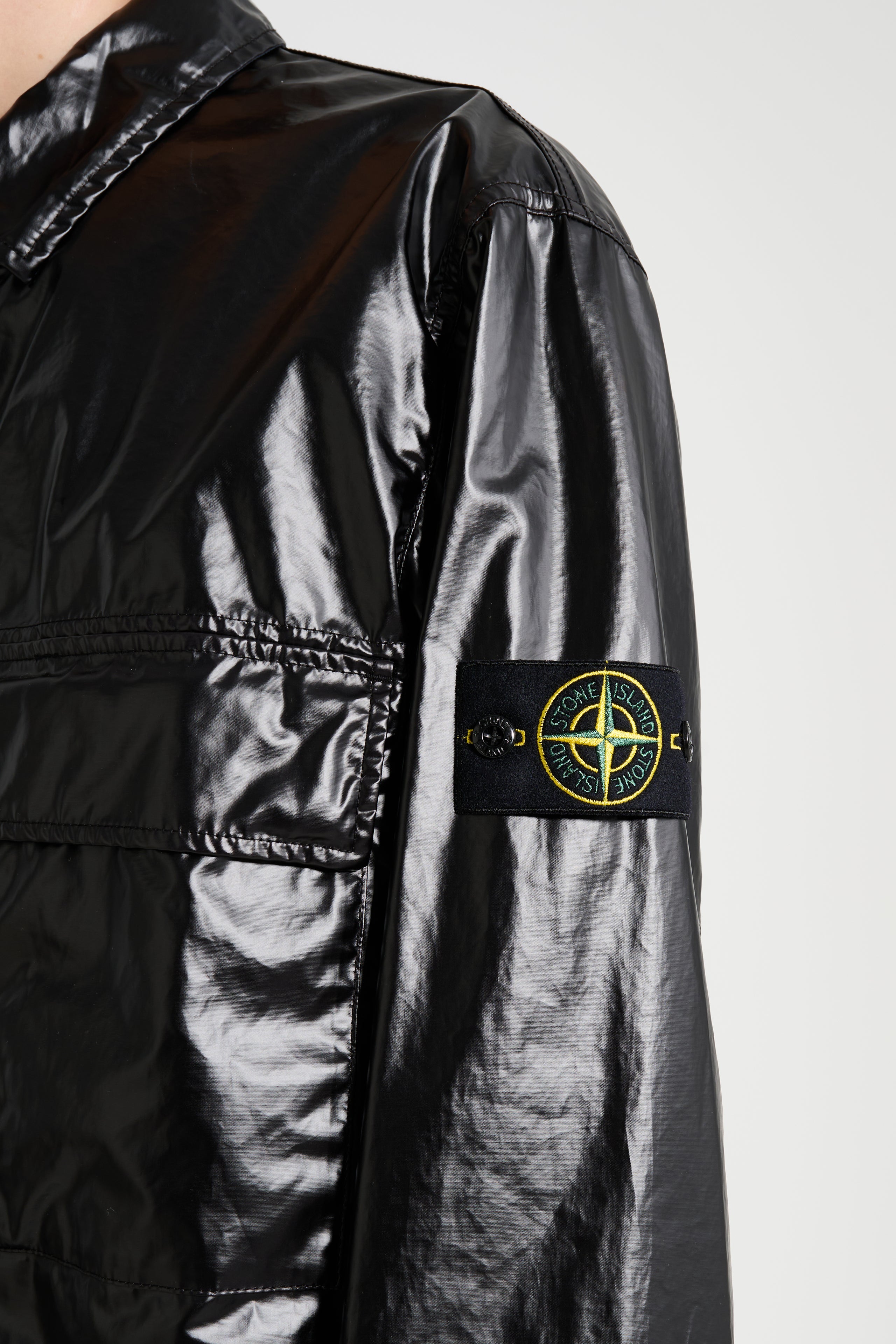 Stone Island Mussola Gommata-TC Nylon Shirt Jacket Black