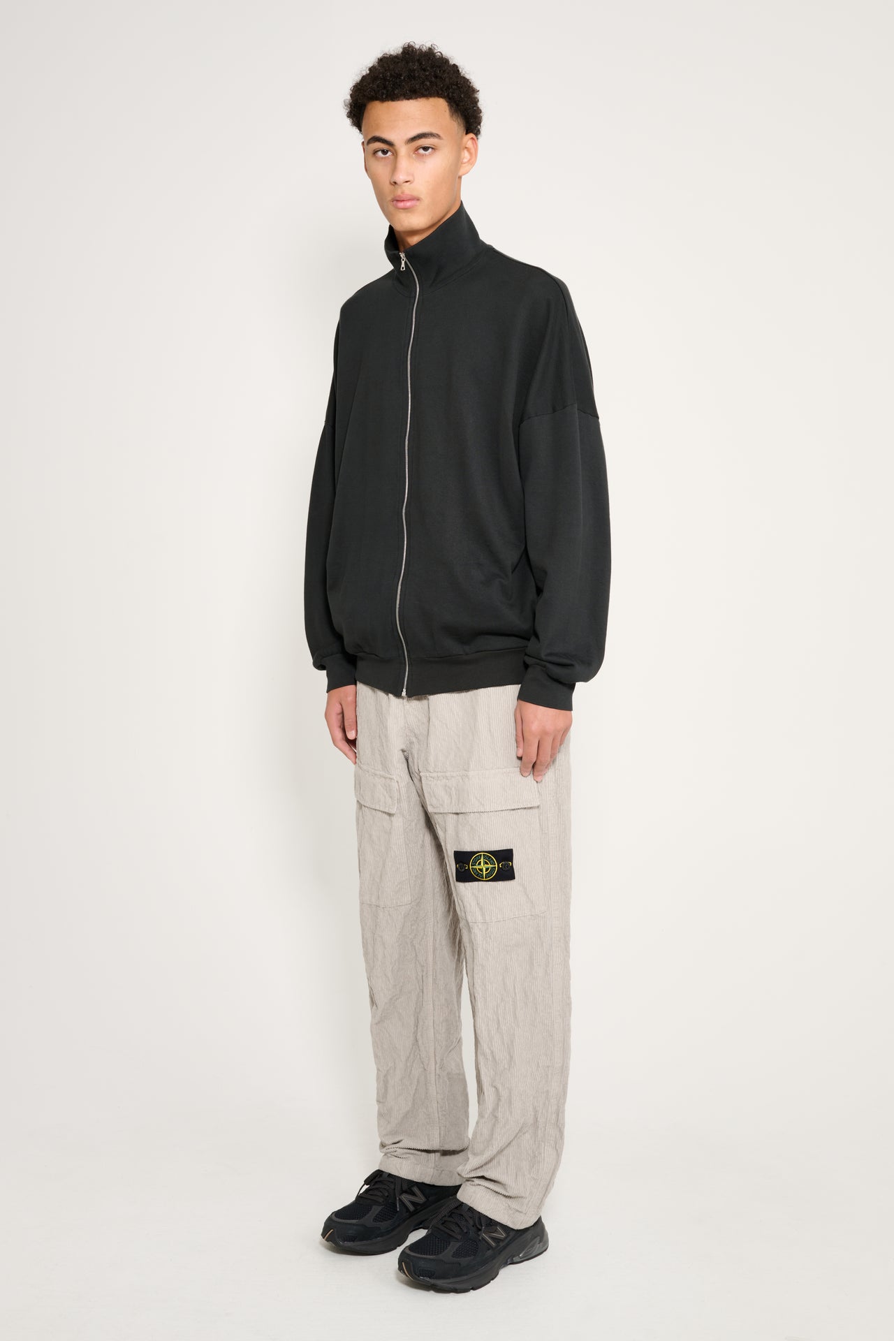 Stone Island Wrinkled Corduroy 500-TC Cargo Trousers Pearl Grey