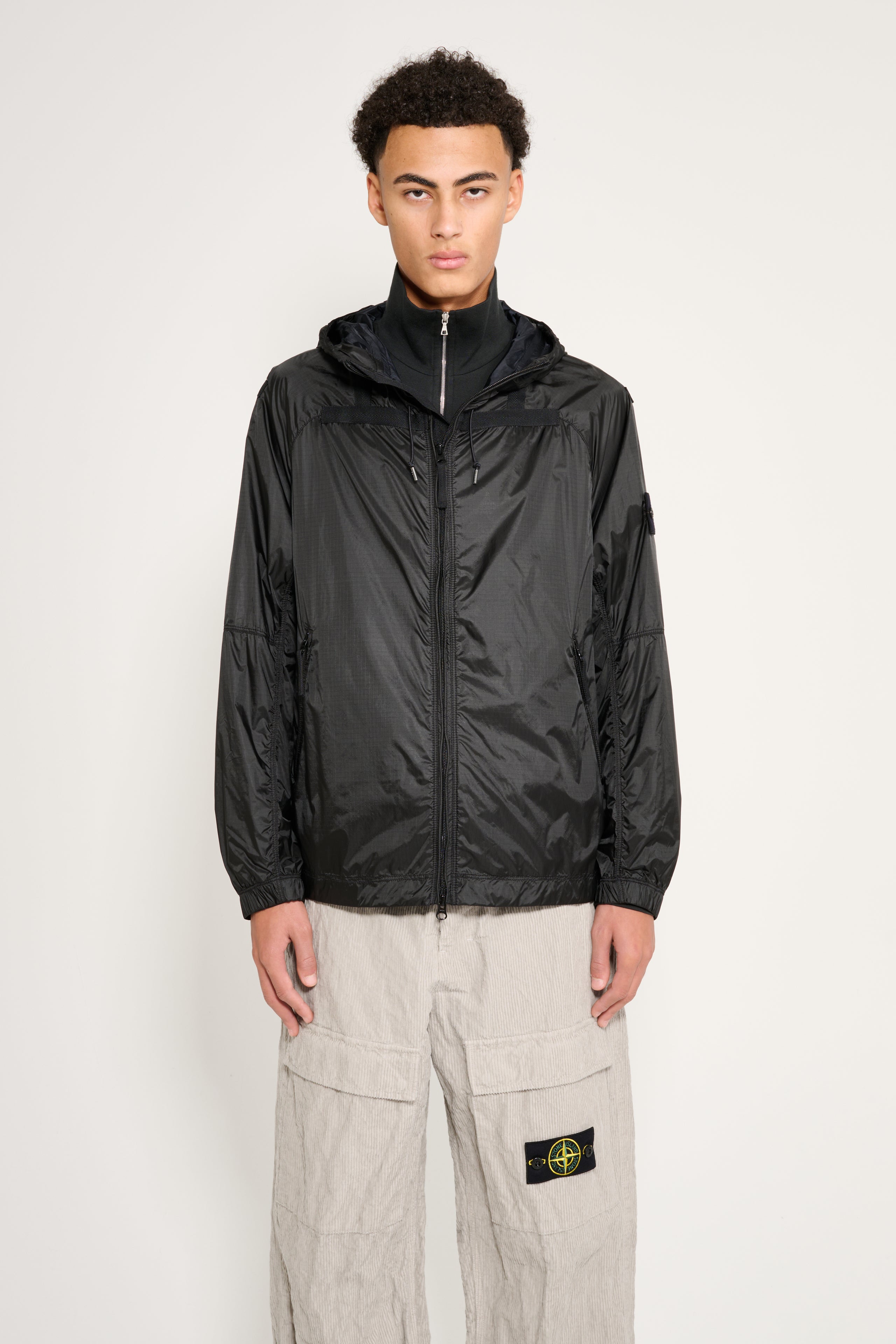 Stone Island Ripstop Light Hooded Jacket Lead Grey