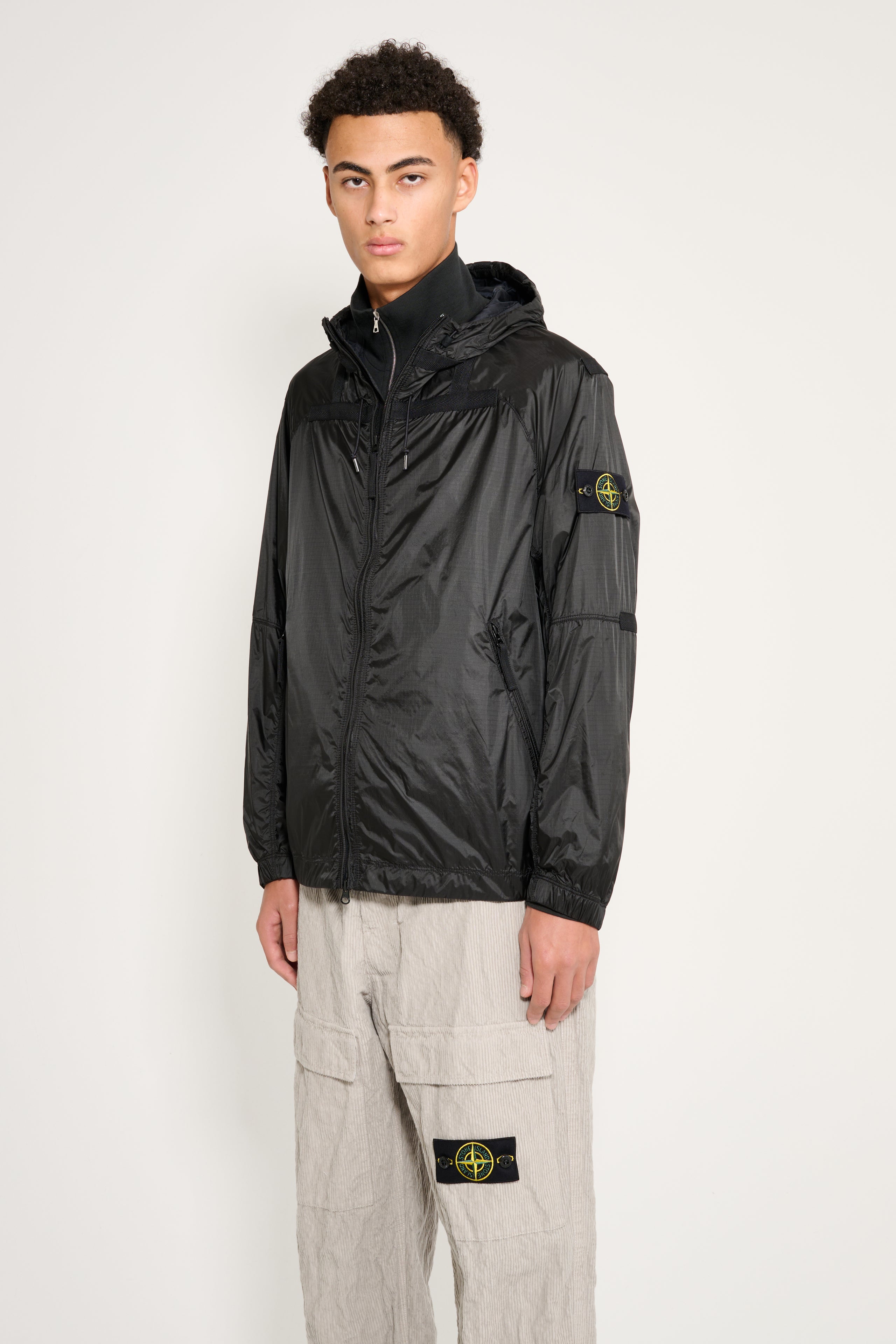 Stone Island Ripstop Light Hooded Jacket Lead Grey