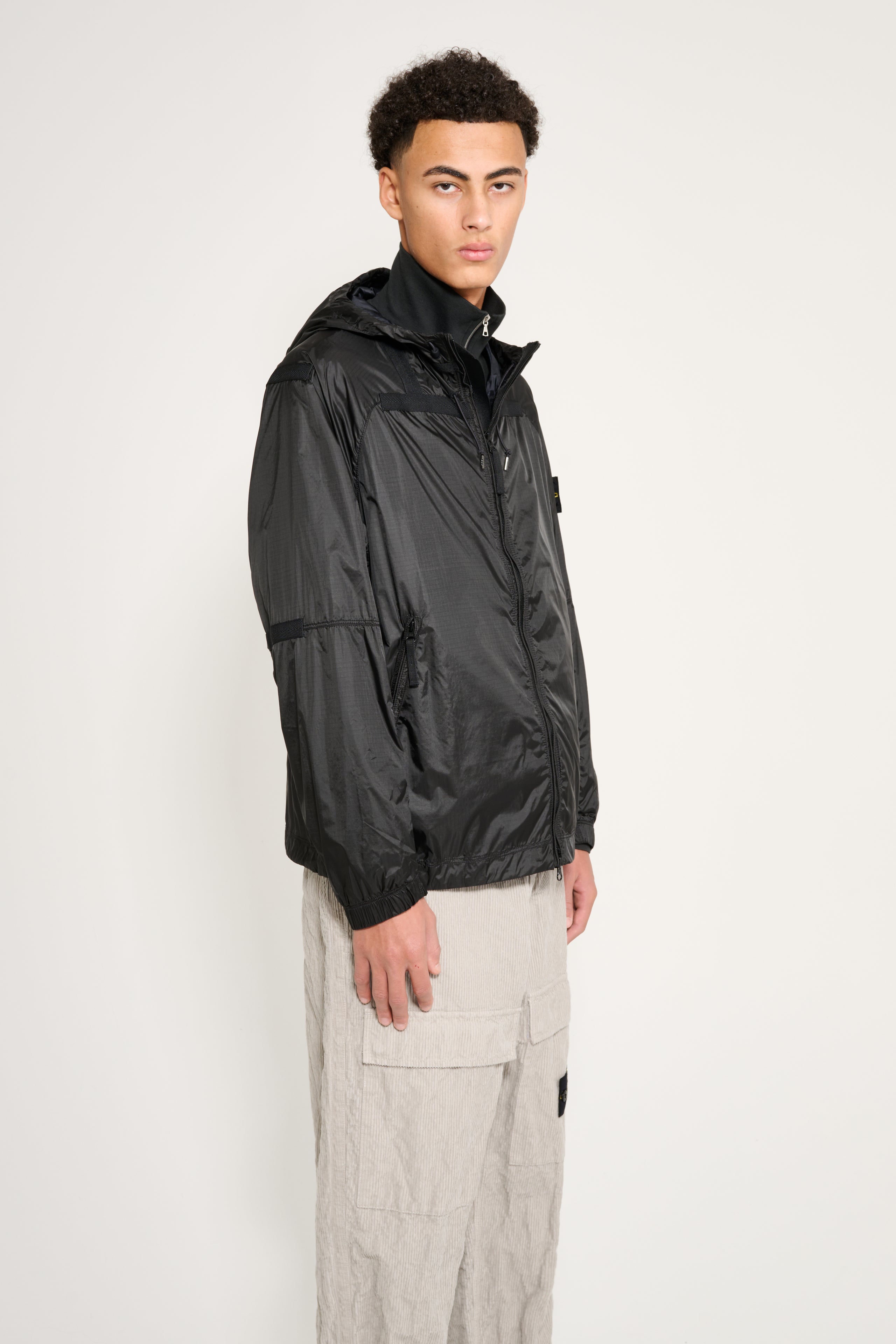 Stone Island Ripstop Light Hooded Jacket Lead Grey