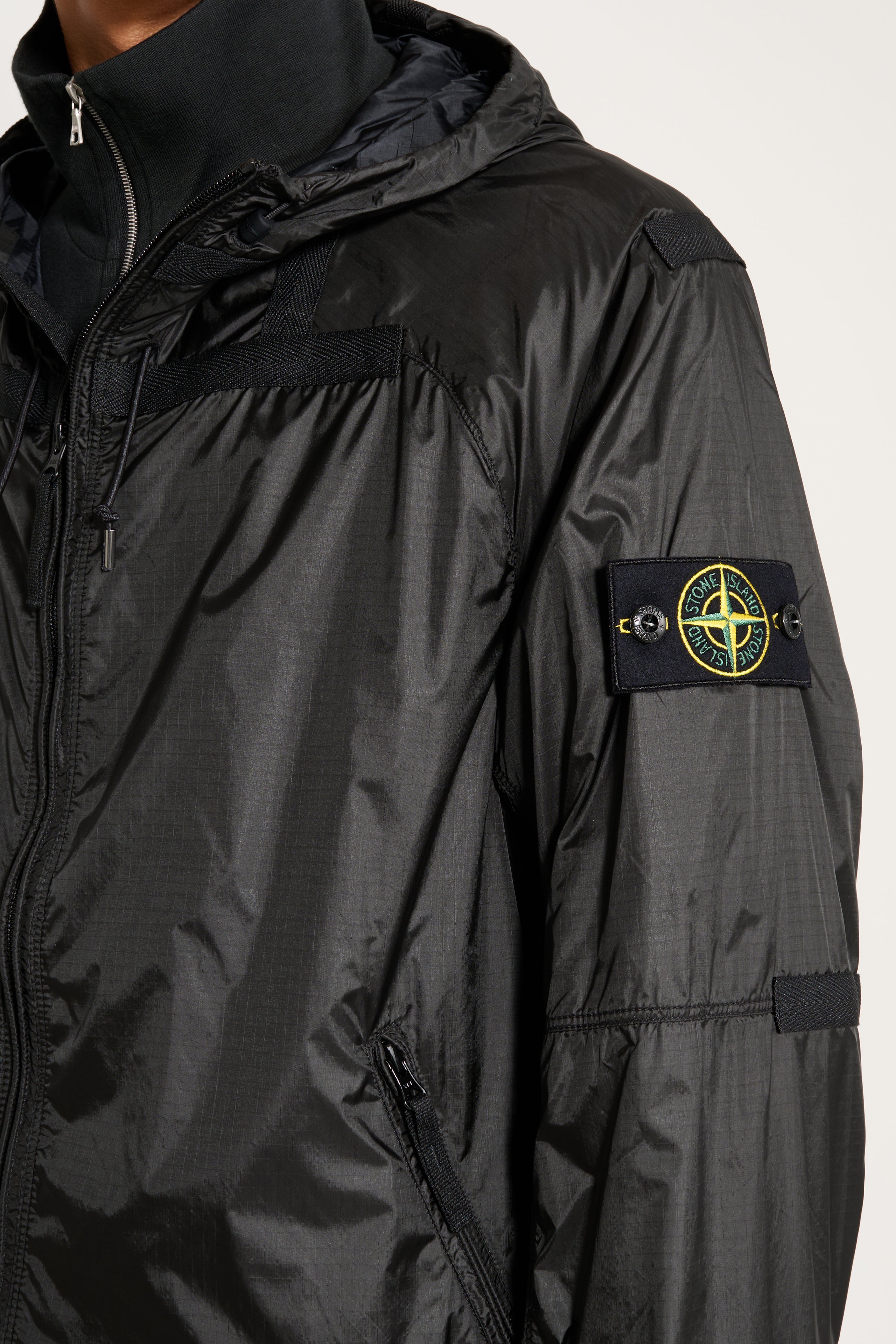 Stone Island Ripstop Light Hooded Jacket Lead Grey