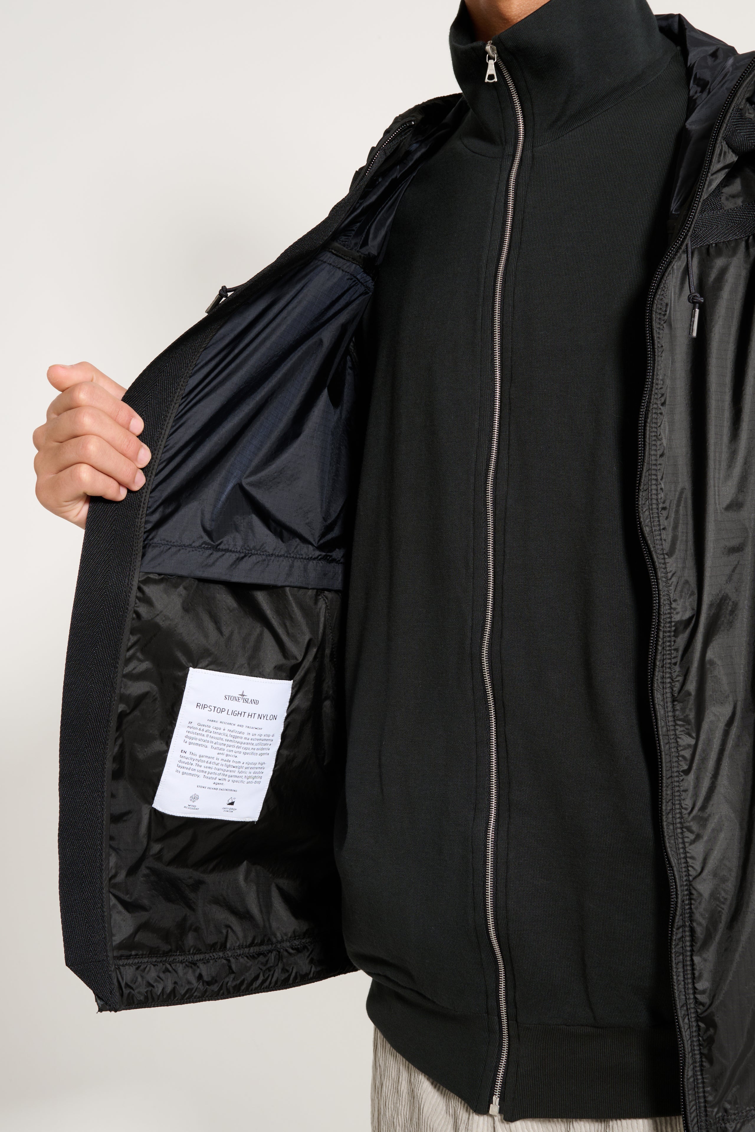 Stone Island Ripstop Light Hooded Jacket Lead Grey