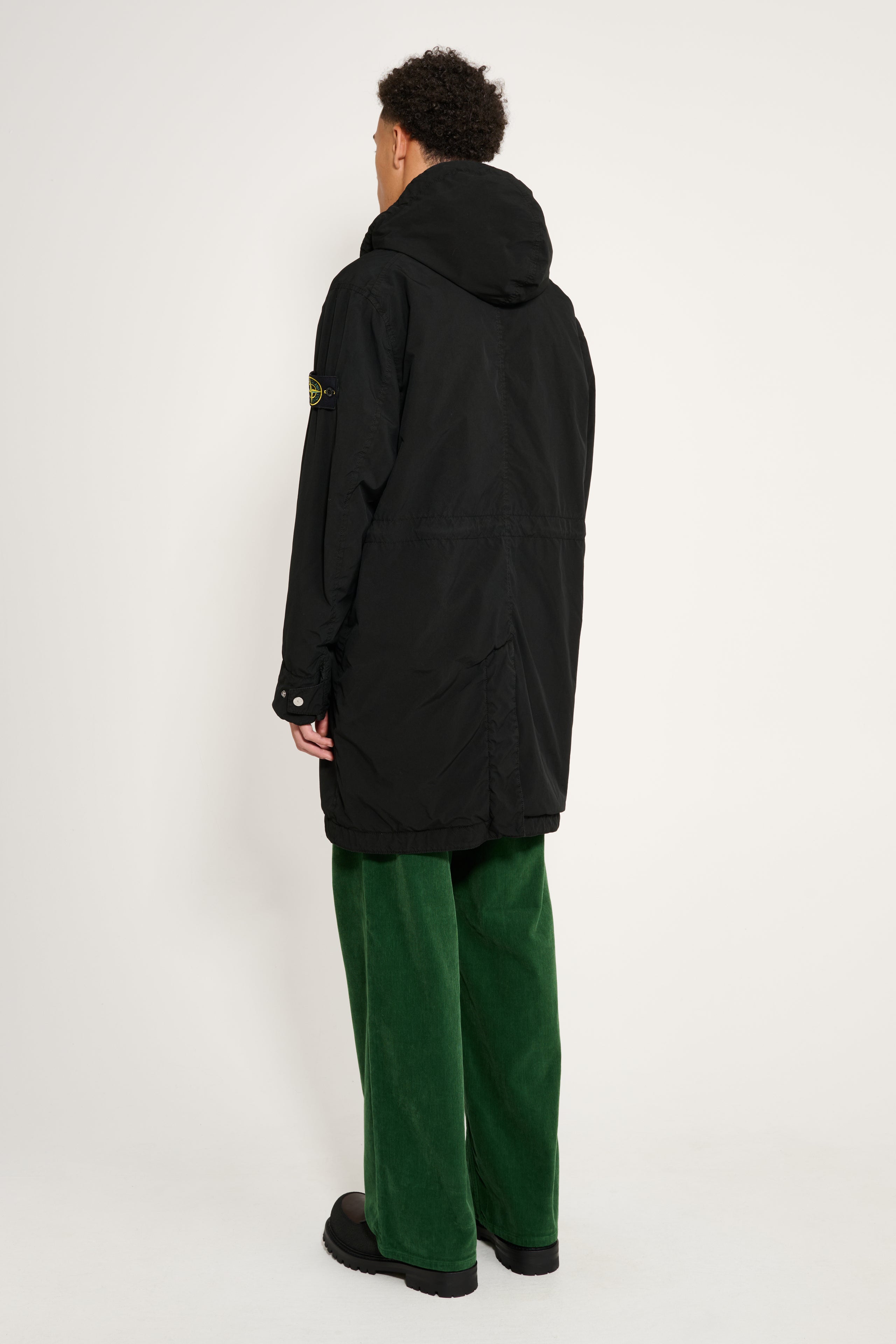 Stone Island Hooded Long Coat Compact Touch Poly-TC Black