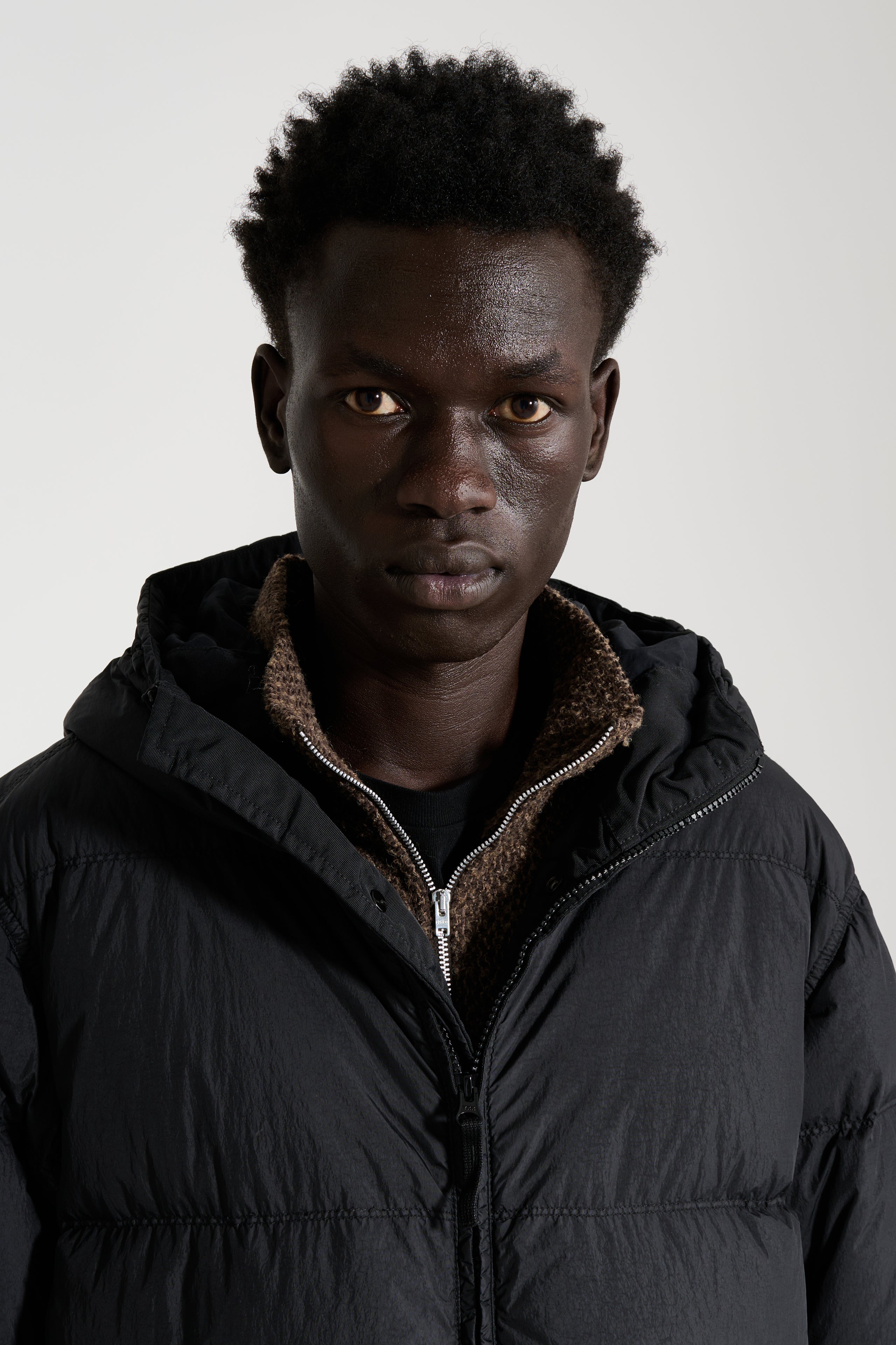 Stone Island Crinkle Reps NY Hooded Down Jacket Black