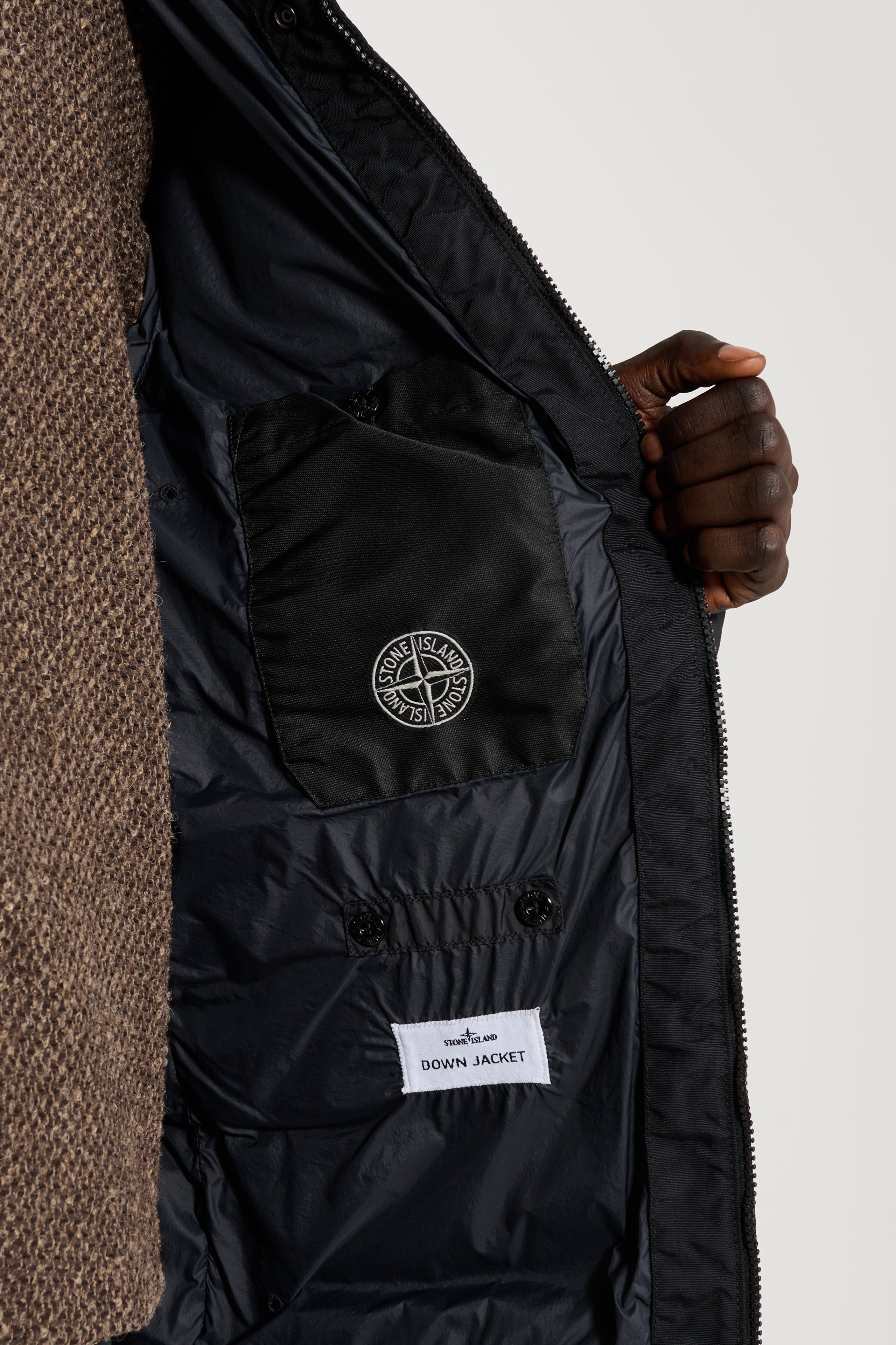 Stone Island Crinkle Reps NY Hooded Down Jacket Black