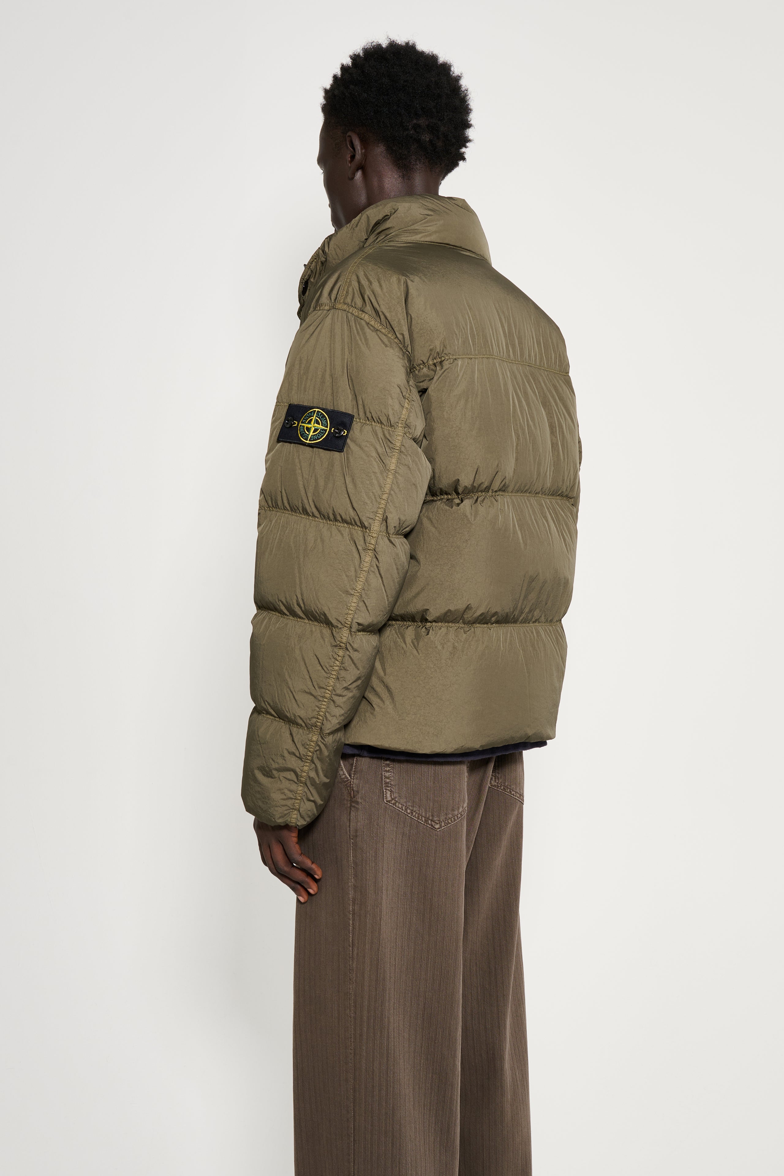 Stone Island Crinkle Reps NY Down Jacket Military Green