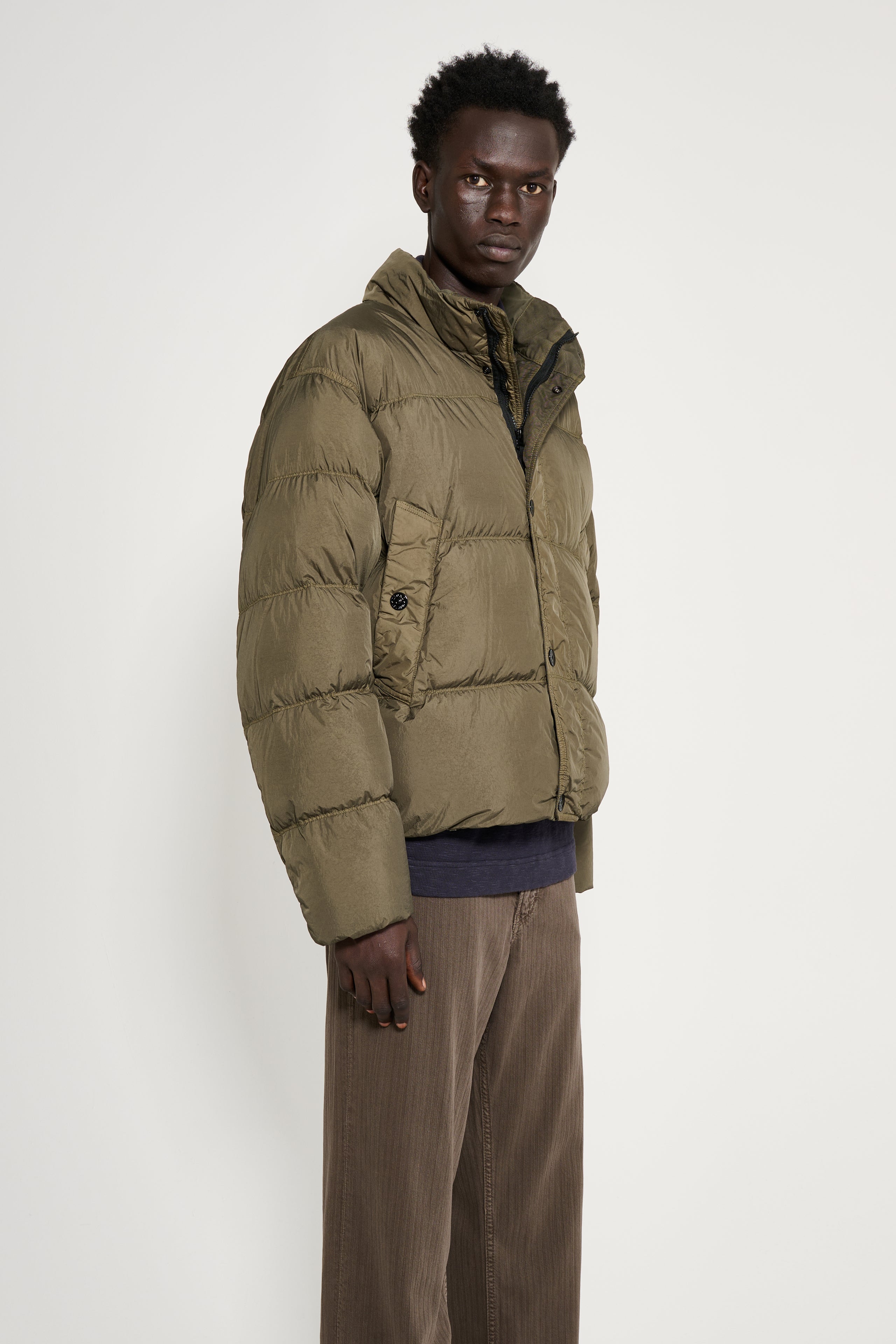 Stone Island Crinkle Reps NY Down Jacket Military Green