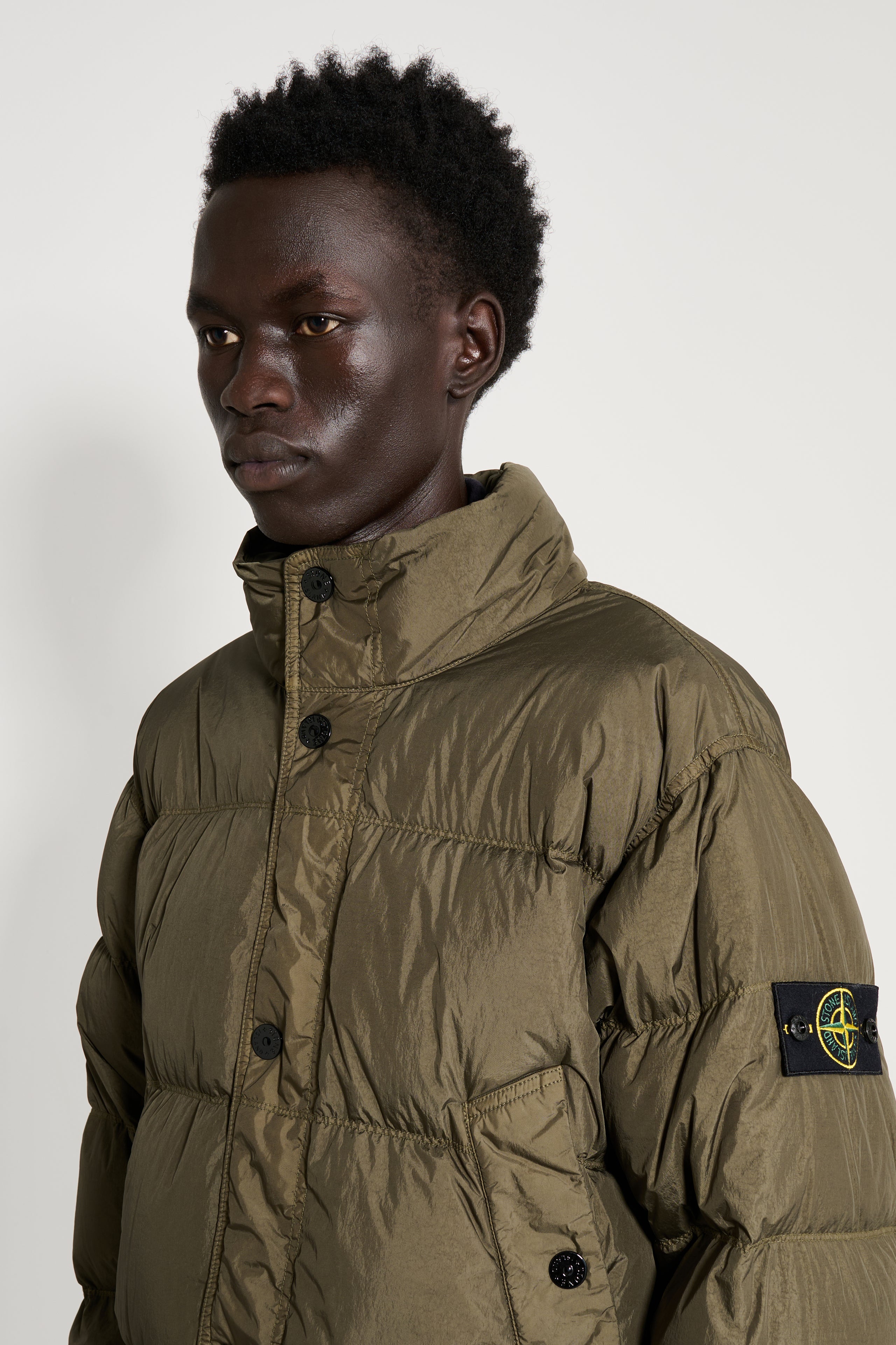 Stone Island Crinkle Reps NY Down Jacket Military Green