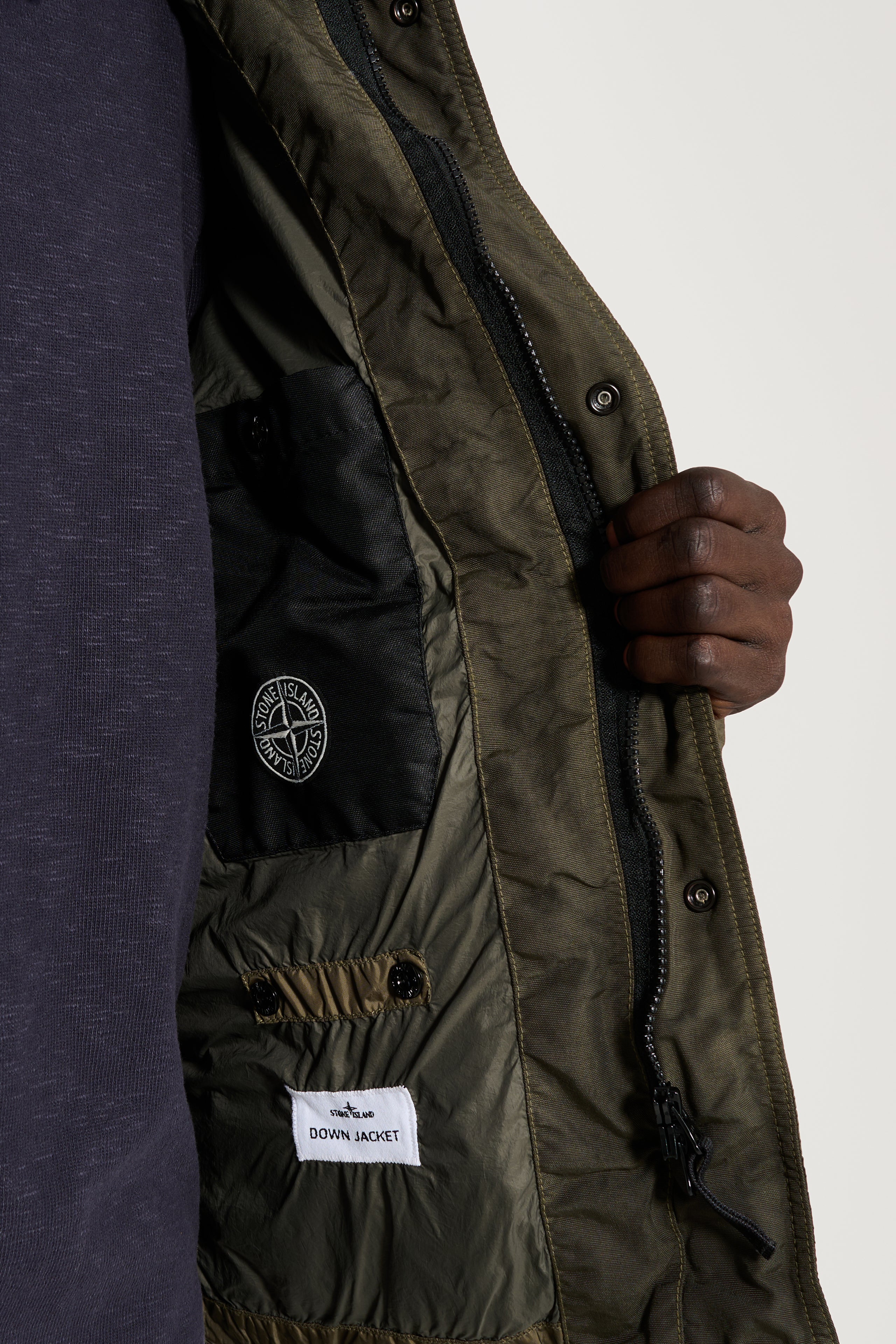 Stone Island Crinkle Reps NY Down Jacket Military Green