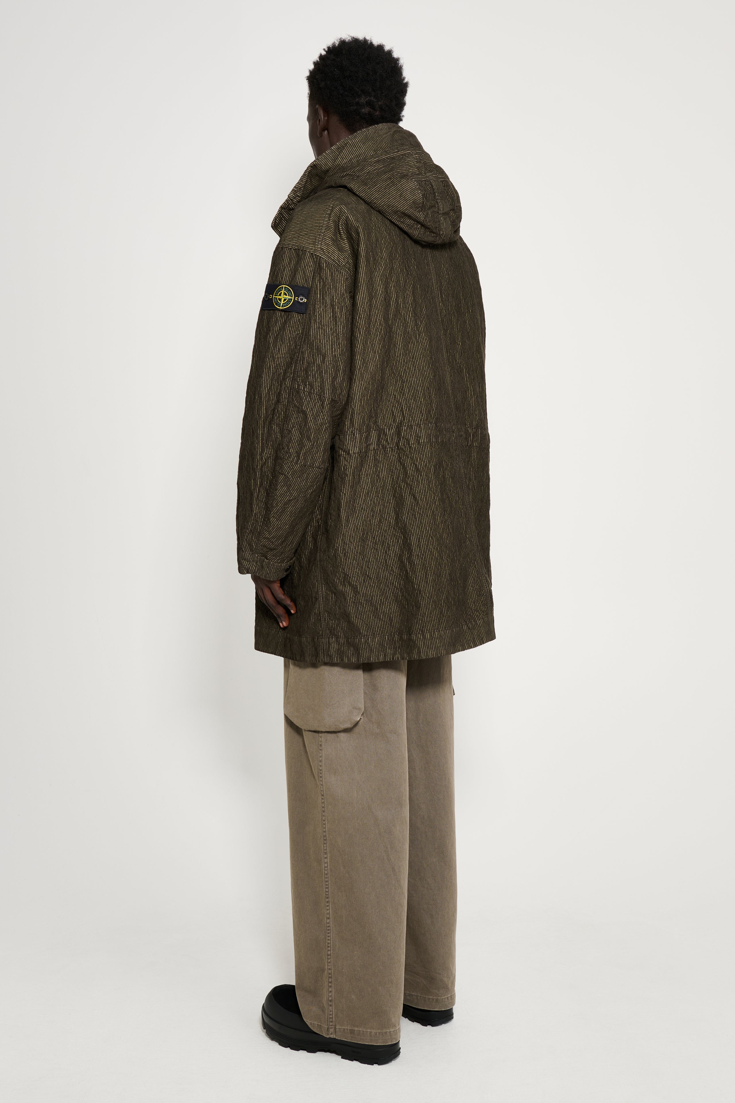 Stone Island Wrinkled Corduroy 500-TC Parka Military Green