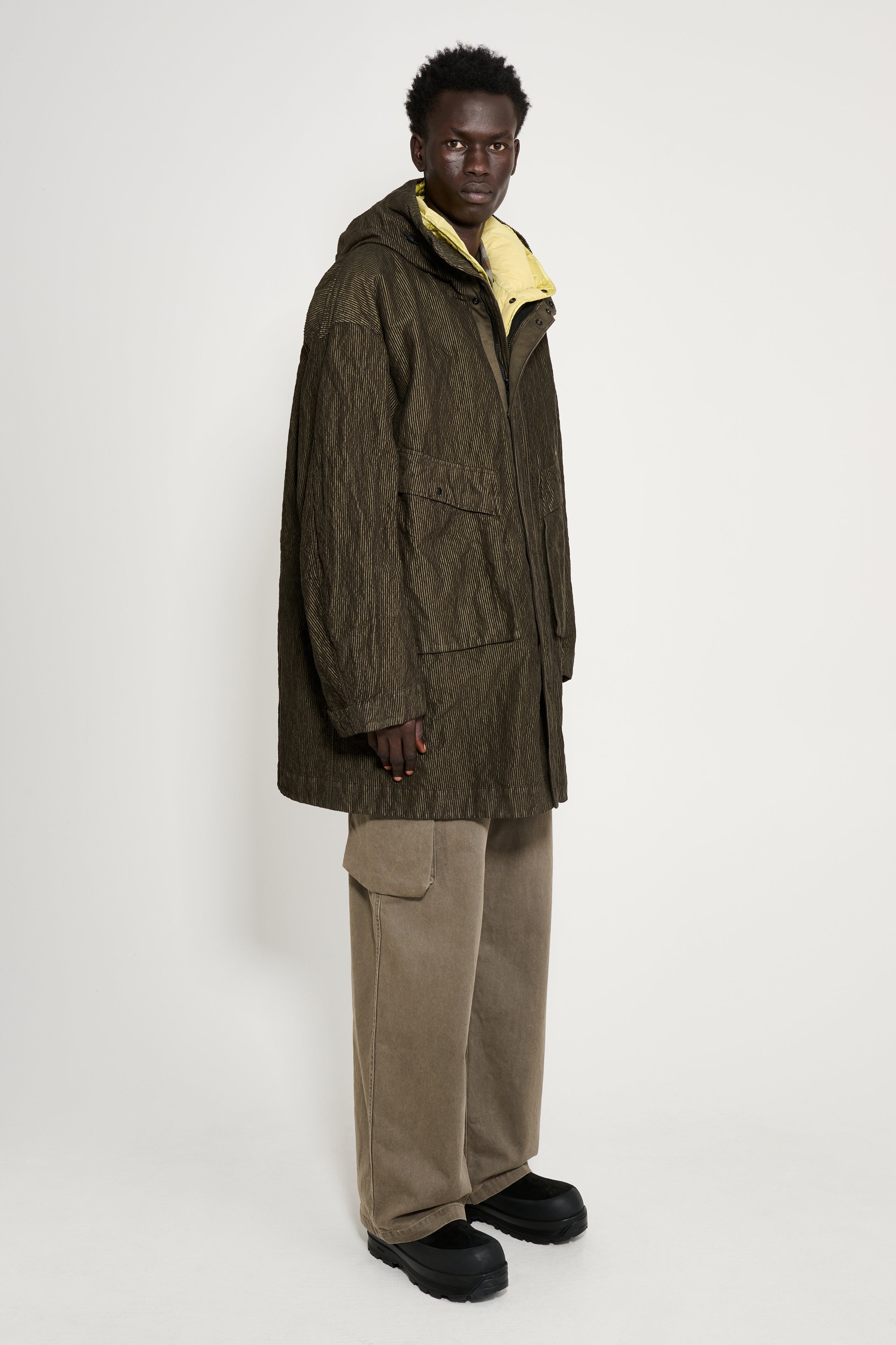 Stone Island Wrinkled Corduroy 500-TC Parka Military Green