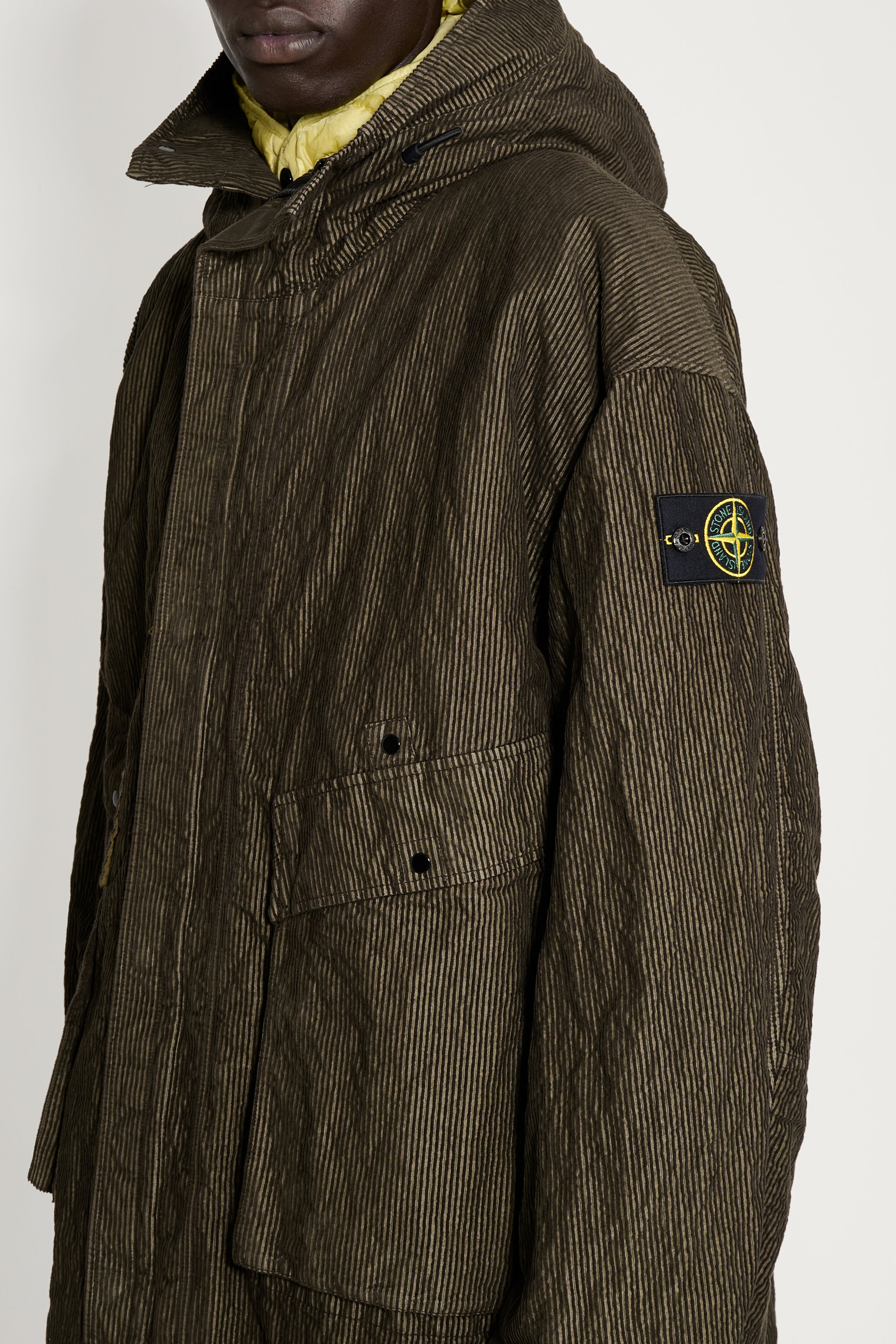 Stone Island Wrinkled Corduroy 500-TC Parka Military Green