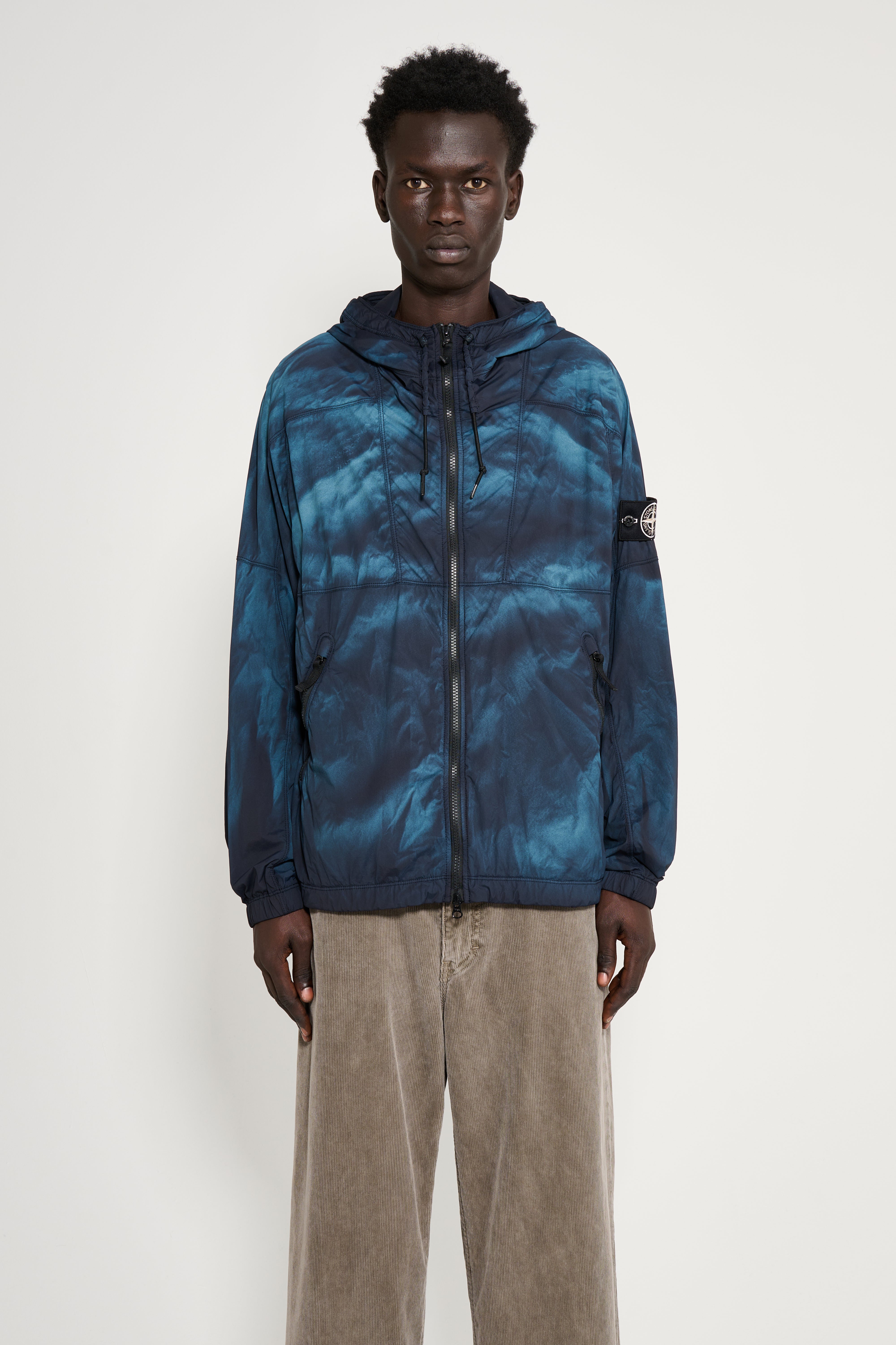Stone Island Bleached Hooded Jacket Blue Black