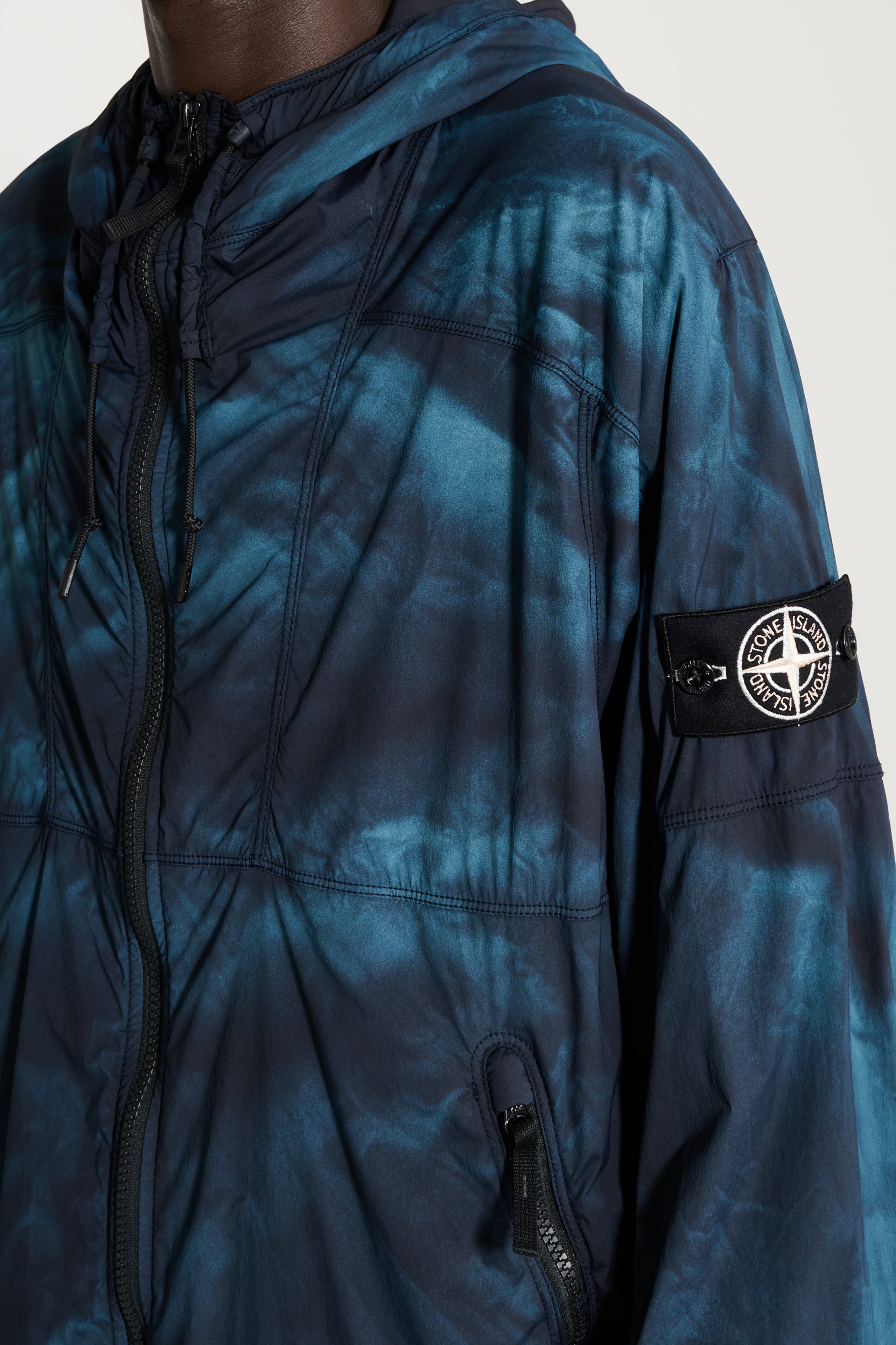 Stone Island Bleached Hooded Jacket Blue / Black