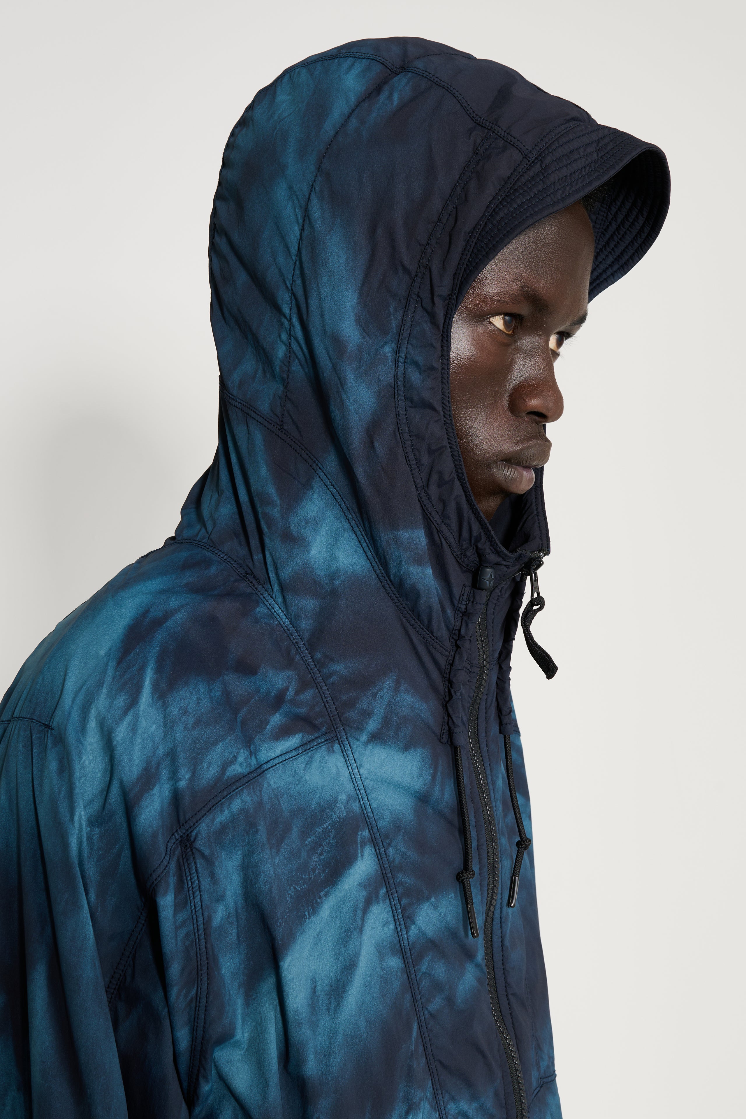 Stone Island Bleached Hooded Jacket Blue / Black