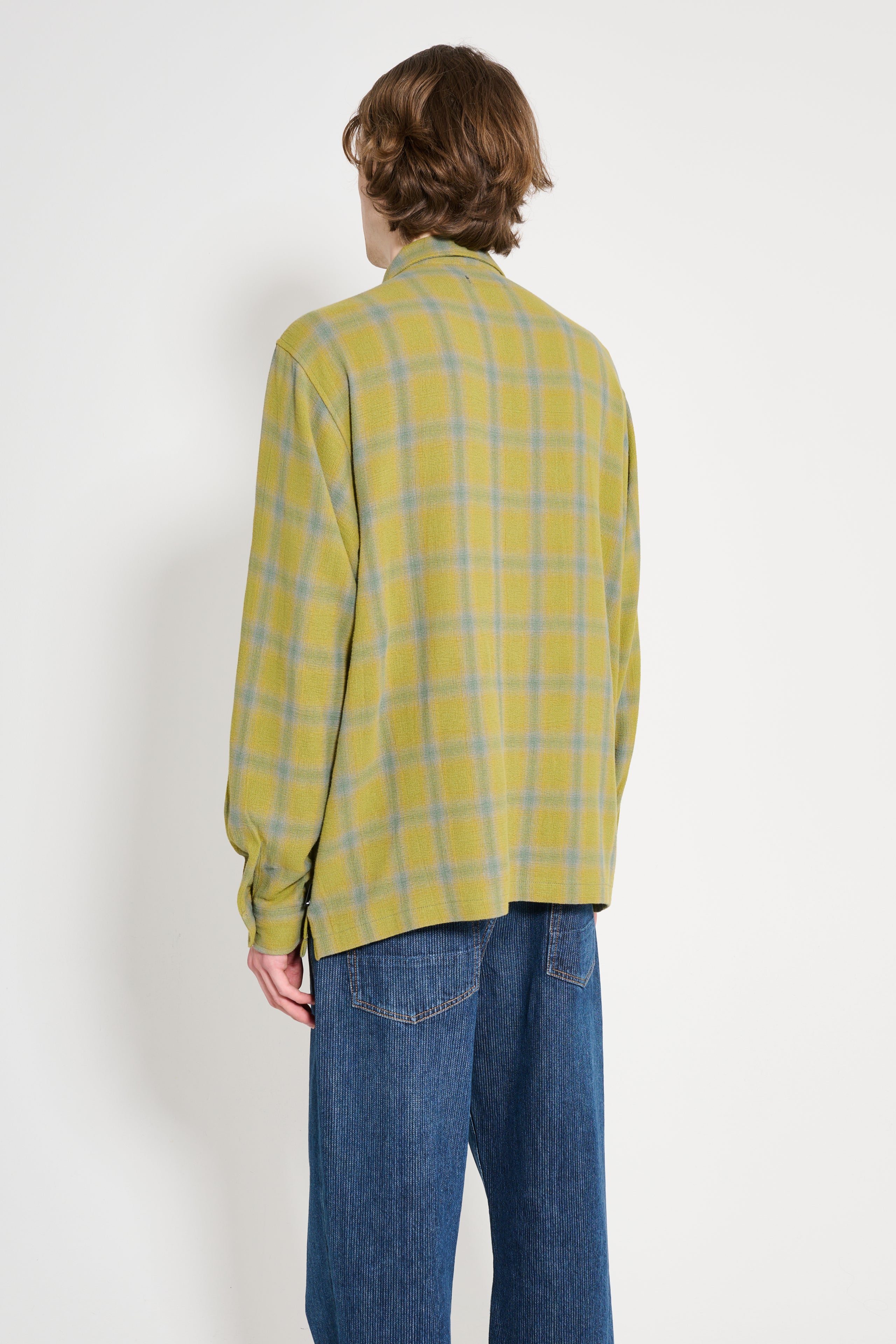 Stüssy Zip Shirt Twisted Yarn Plaid Green