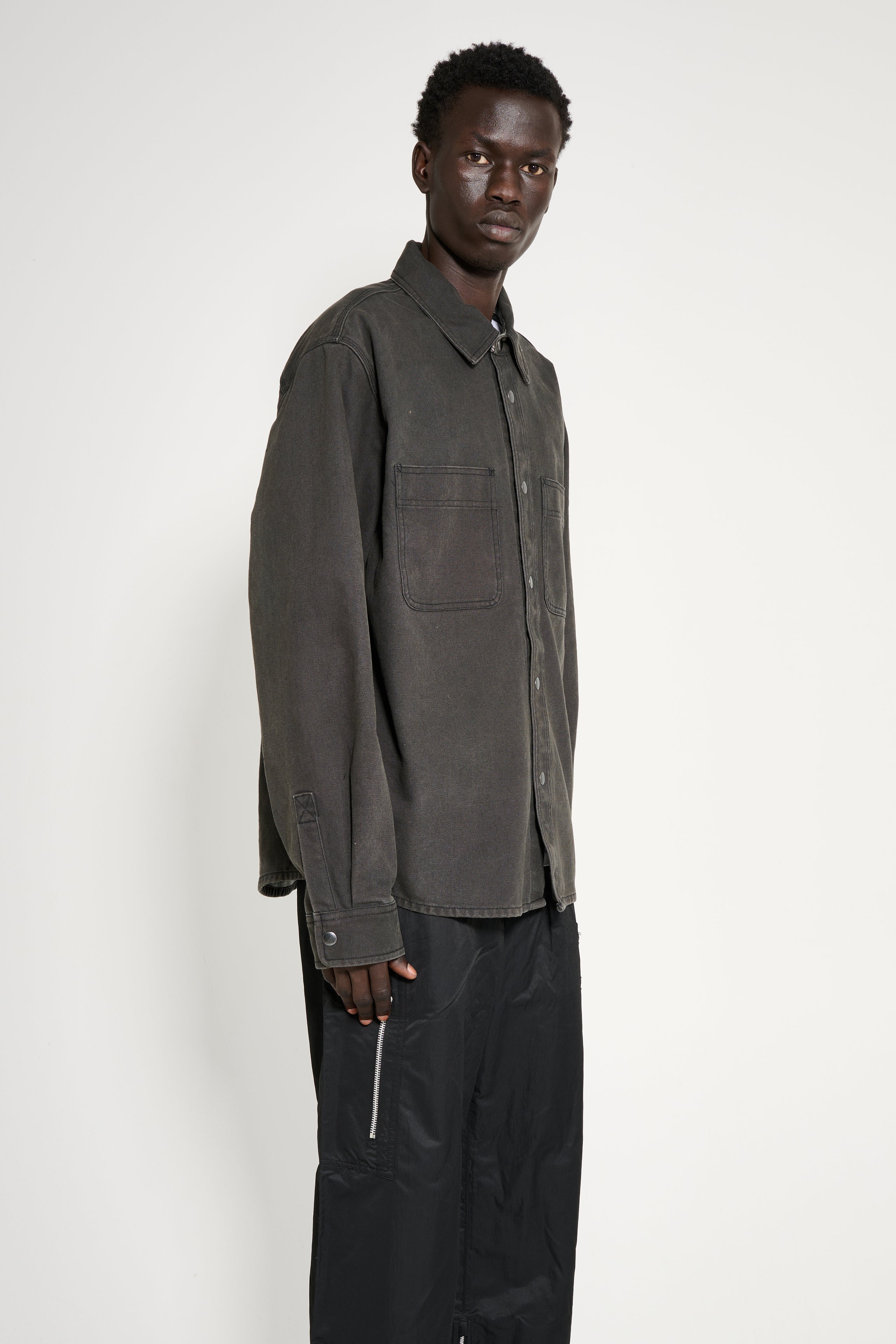 Stüssy Heavy Washed Canvas Shirt Black