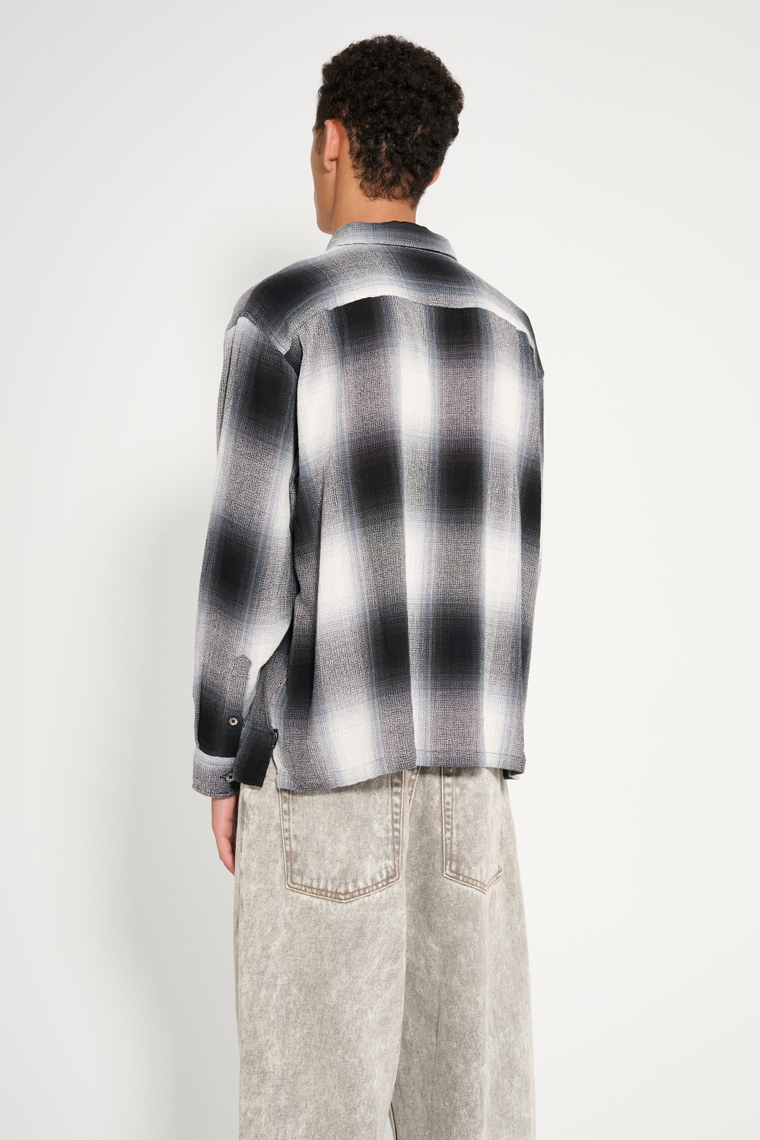 Stüssy Loose Weave Plaid Shirt Grey