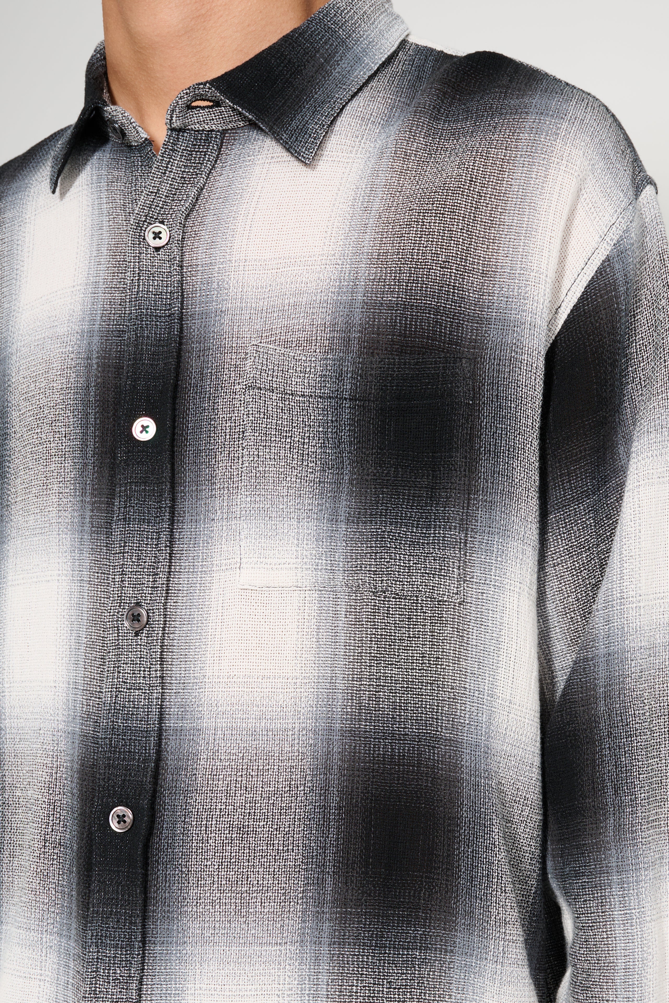 Stüssy Loose Weave Plaid Shirt Grey