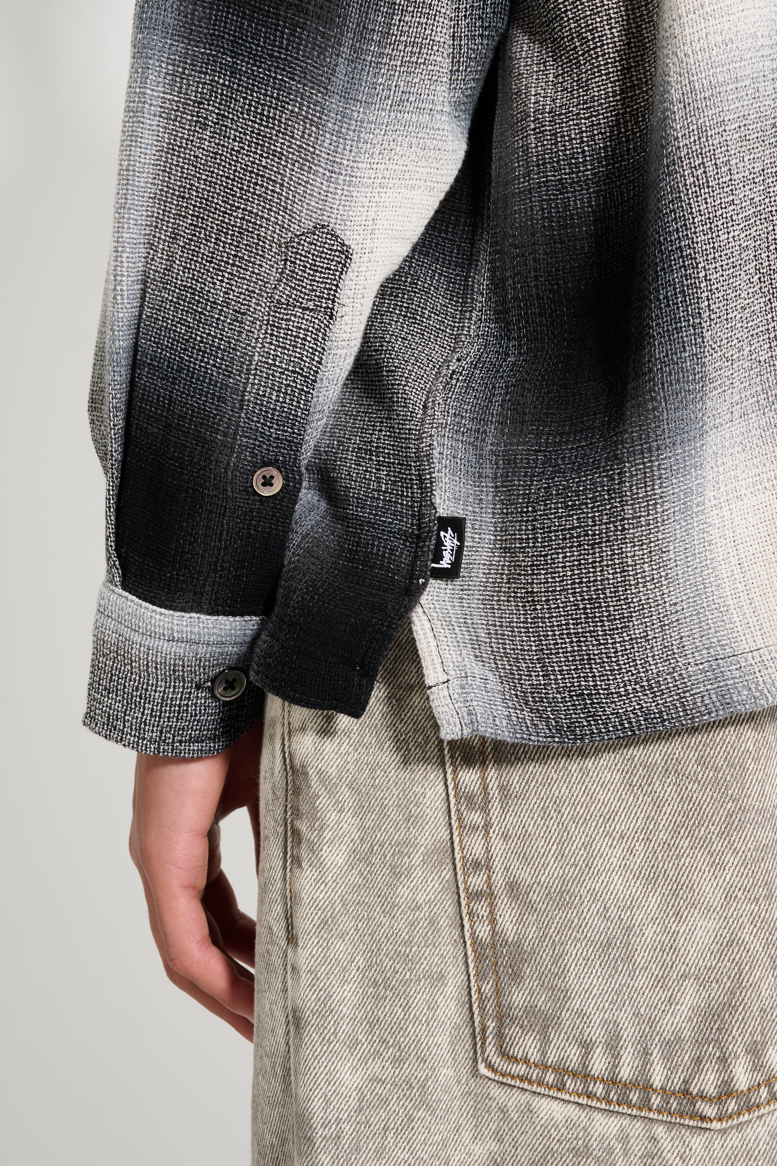 Stüssy Loose Weave Plaid Shirt Grey