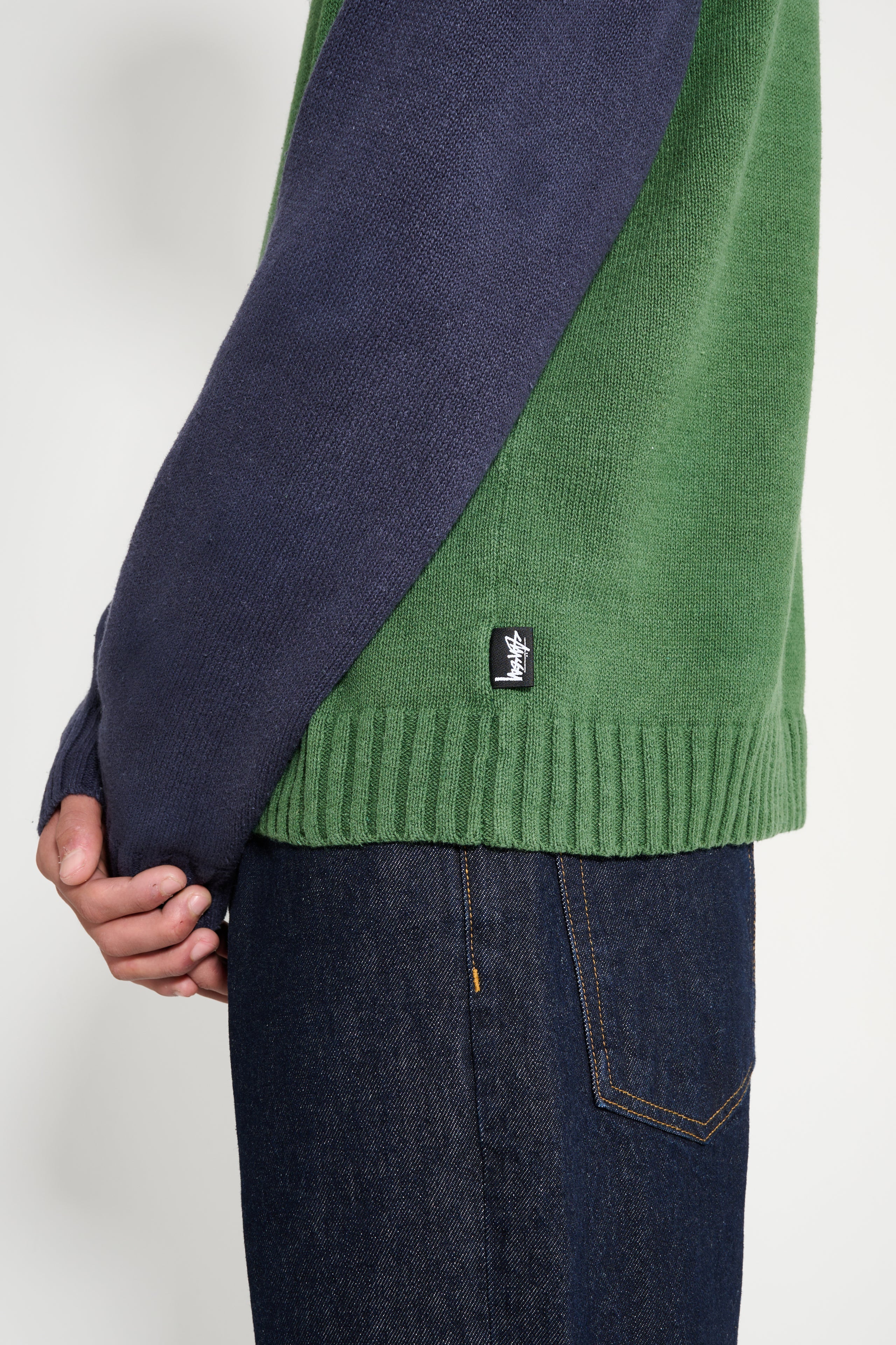 Stüssy Color Blocked Raglan Crew Green