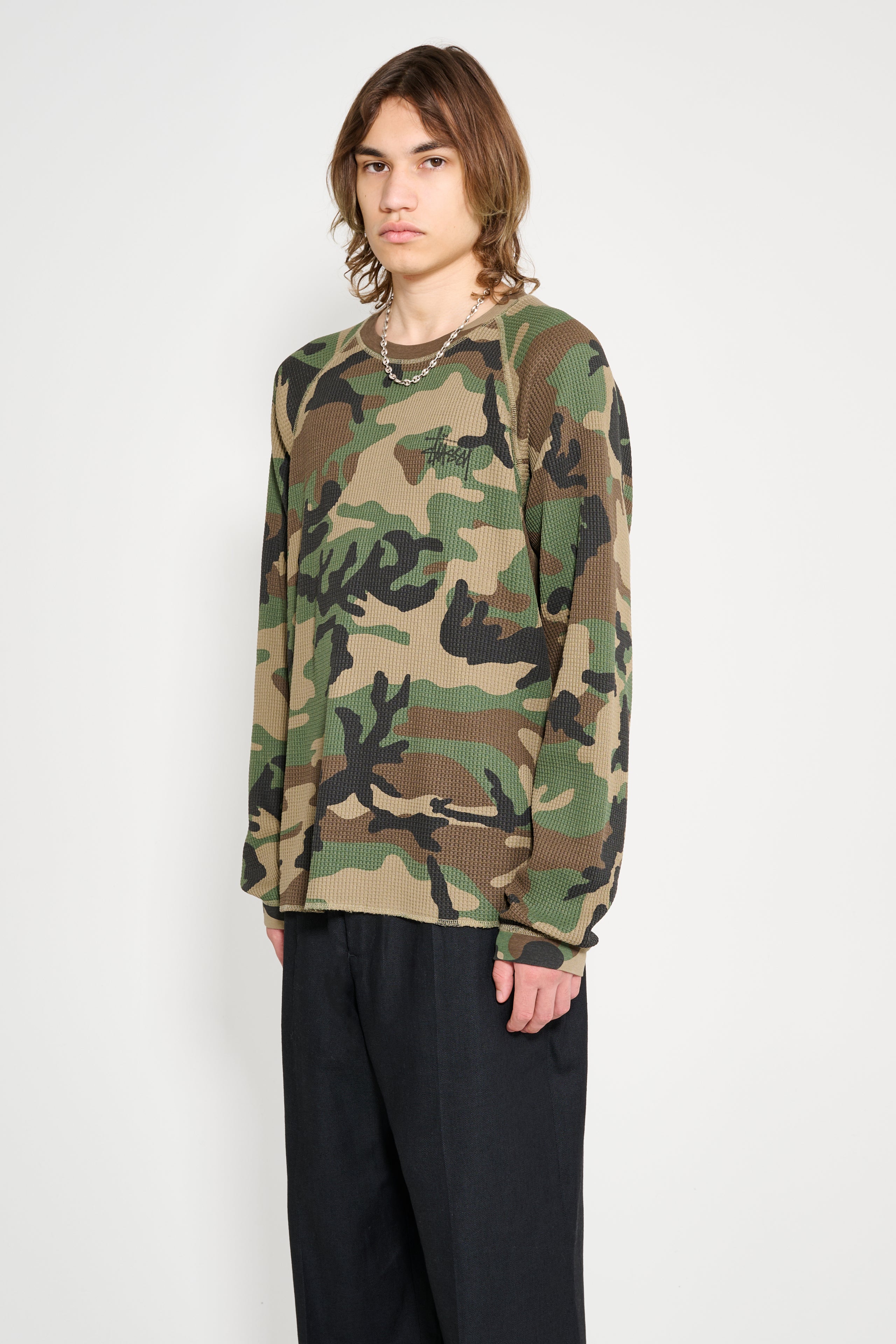 Stüssy Raglan Thermal Basics Stock Woodland Camo