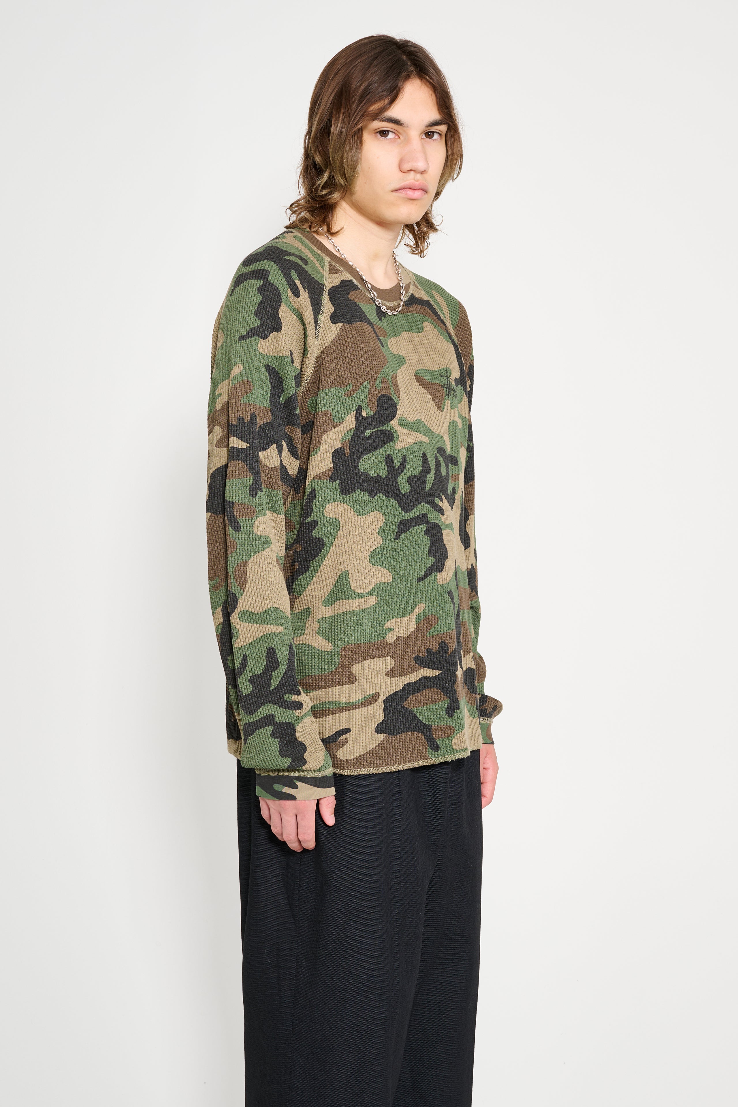 Stüssy Raglan Thermal Basics Stock Woodland Camo