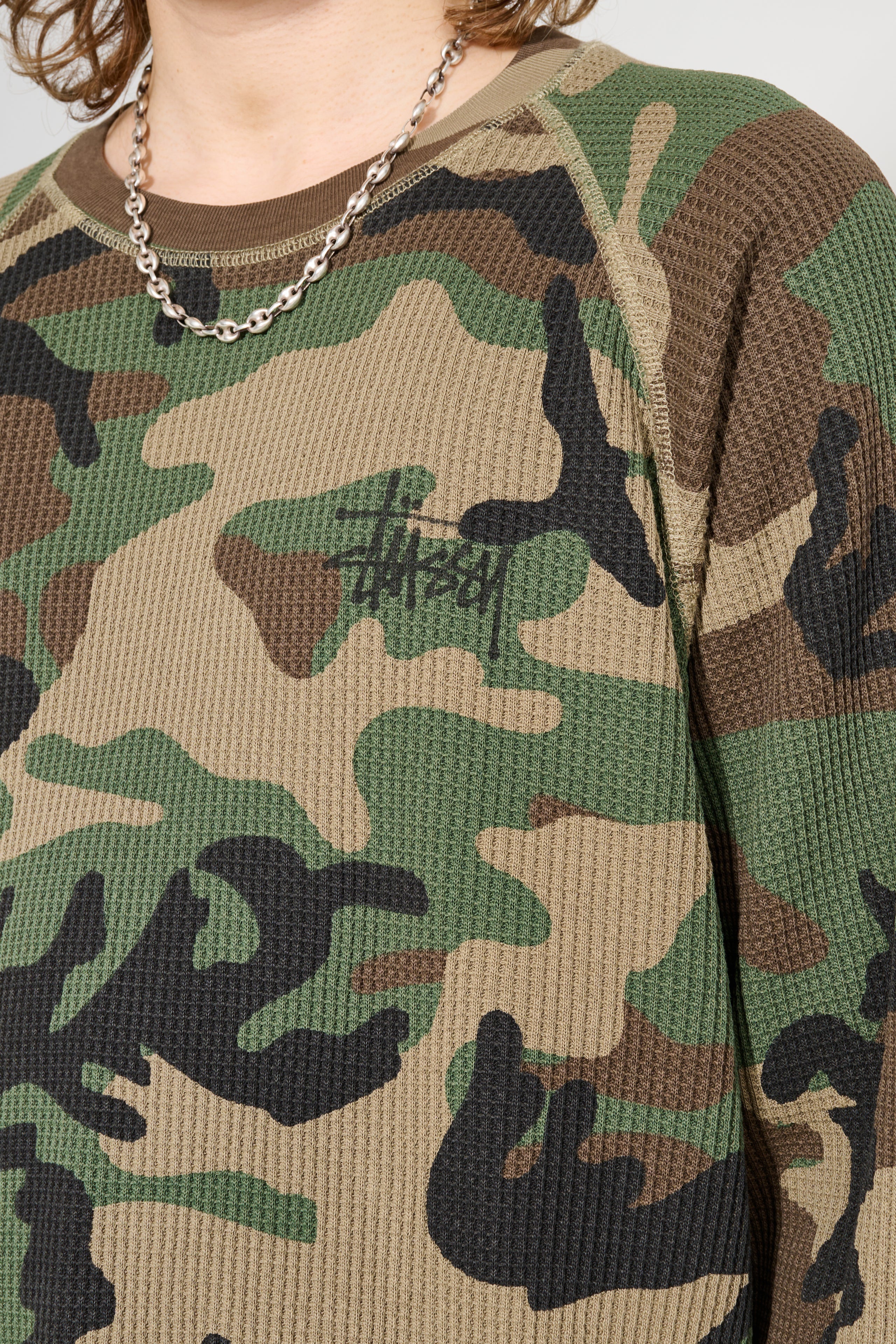 Stüssy Raglan Thermal Basics Stock Woodland Camo