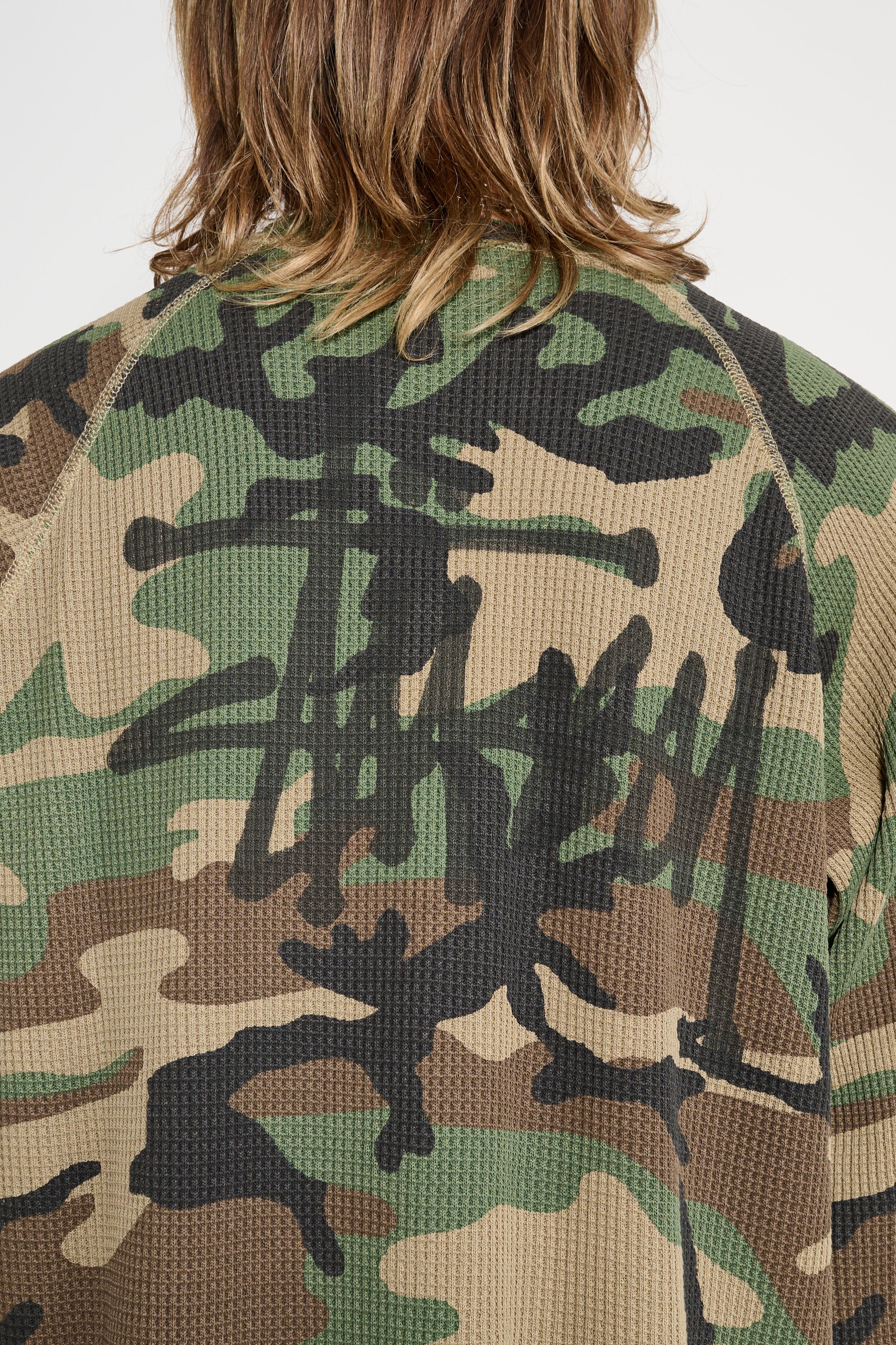 Stüssy Raglan Thermal Basics Stock Woodland Camo