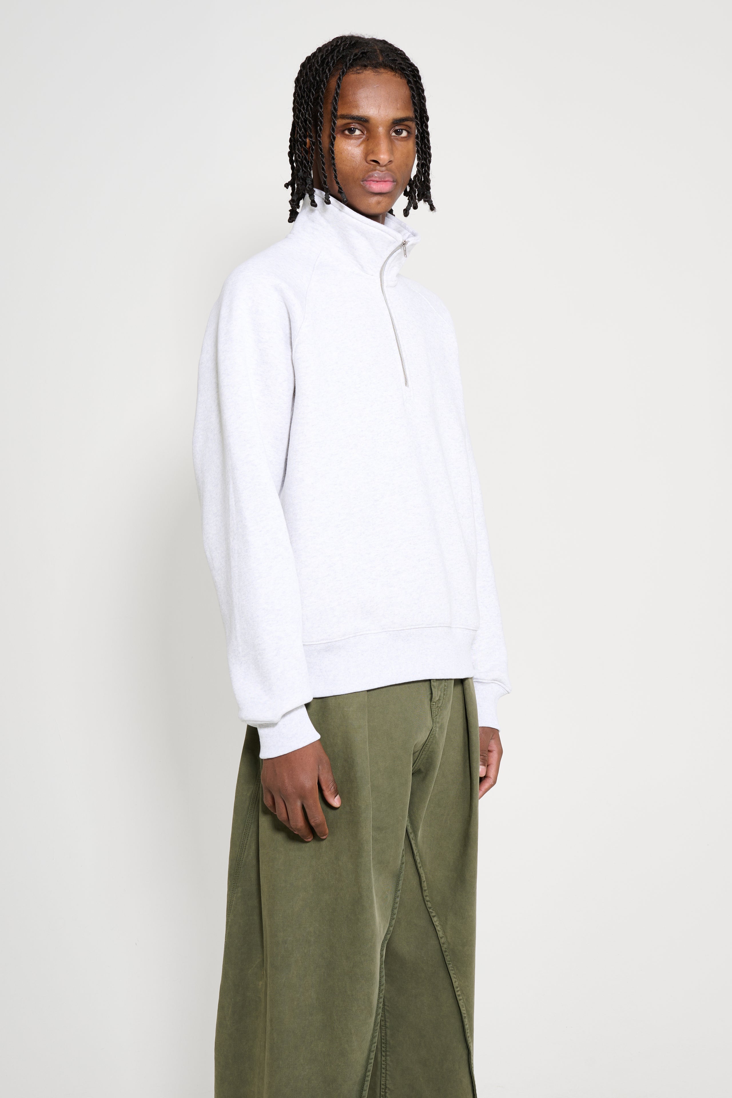 Stüssy Fleece Raglan Zip Mock Ash Heather