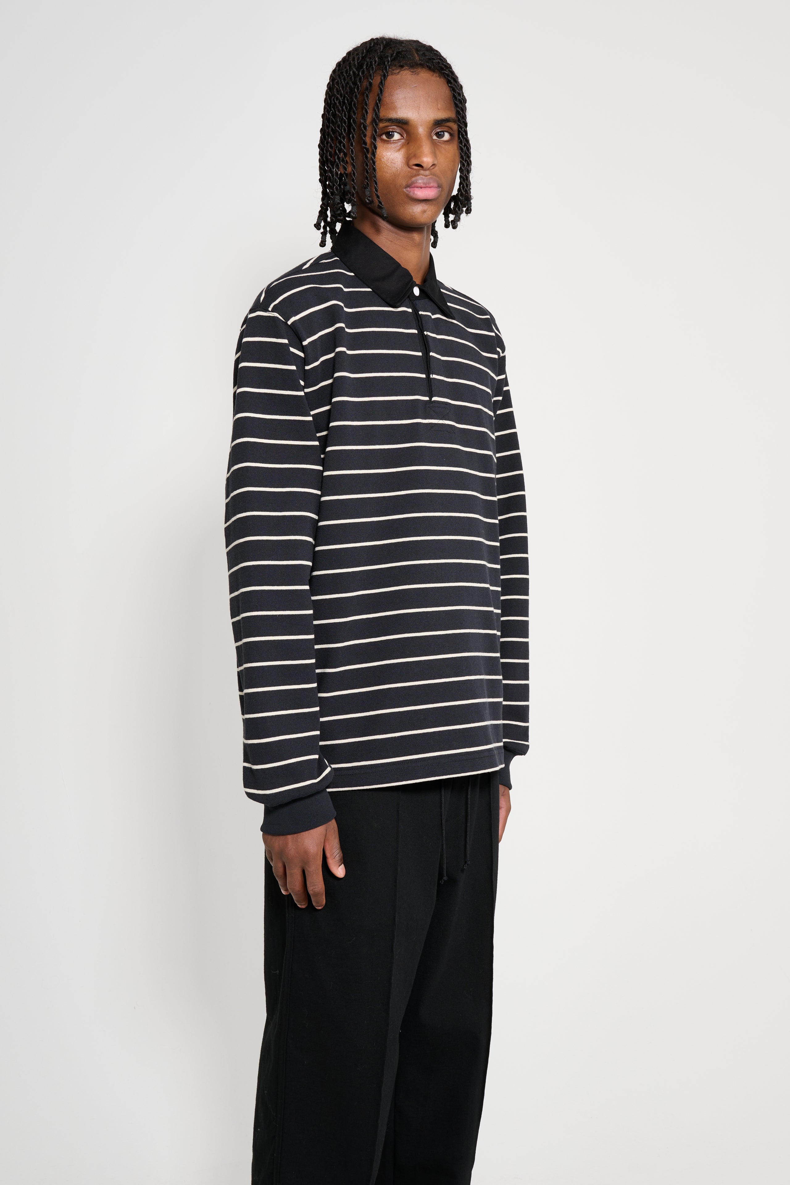 Stüssy Pin Striped Rugby Black
