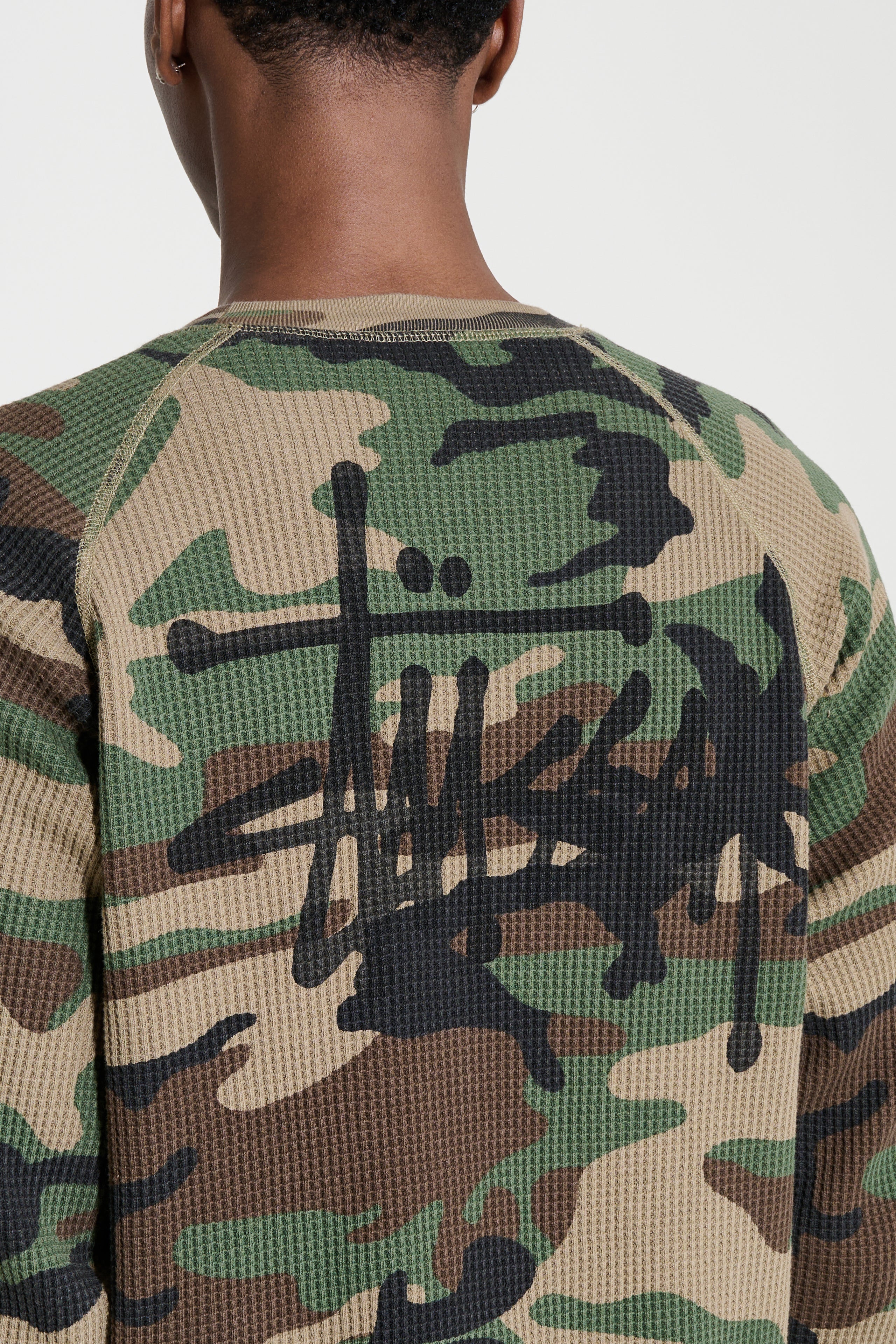 Stüssy Raglan Thermal Basics Stock LS Tee Woodland Camo