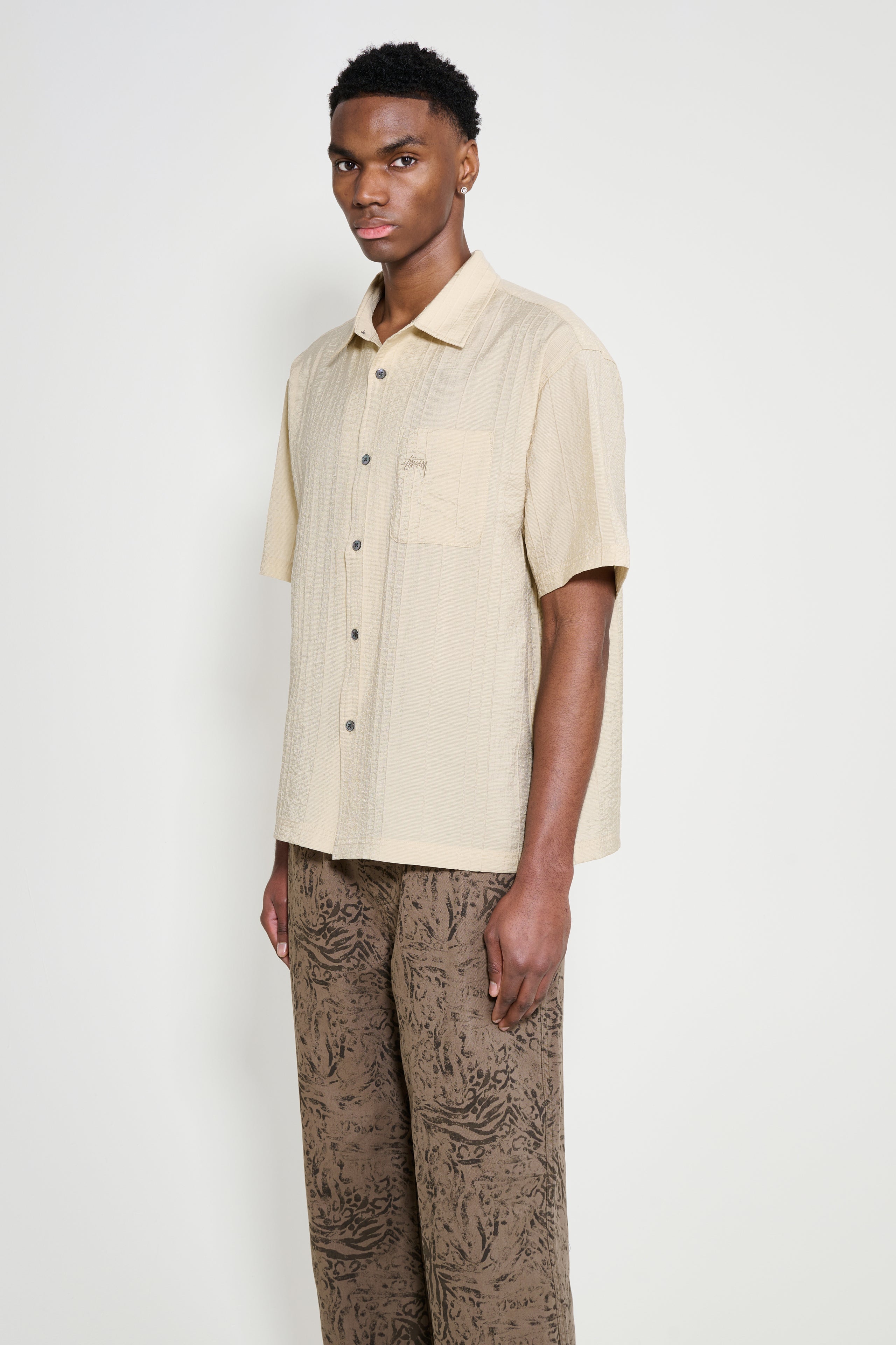 Stüssy Pleated Textured Shirt Tan