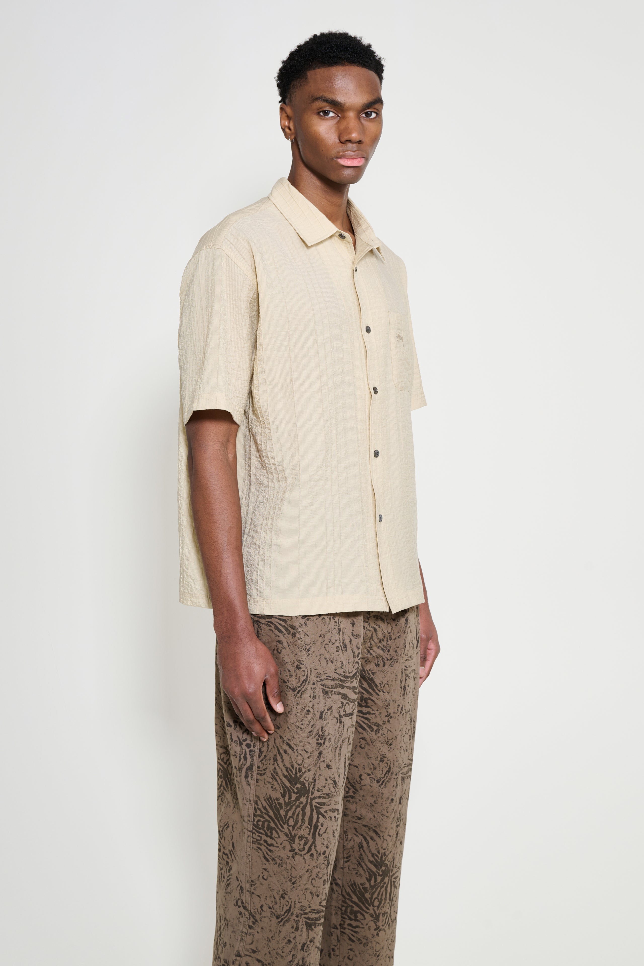 Stüssy Pleated Textured Shirt Tan